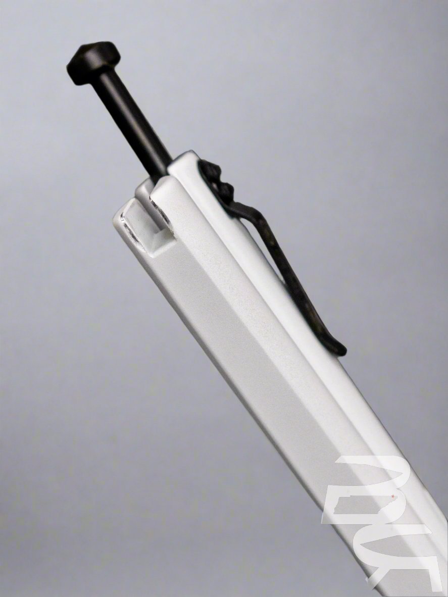 Pre Owned Microtech Special Stormtrooper Tachyon III Balisong Butterfly Knife 4.5" White ELMAX Bowie Blade and Aluminum Handles, Latch Lock - 173-1ST