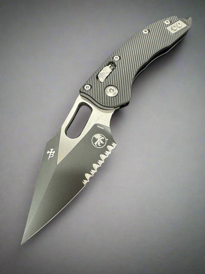 Microtech 169RL-2FL Stitch S/E Ram-Lok - Black Fluted Handle - Black Blade 169RL-2 FL