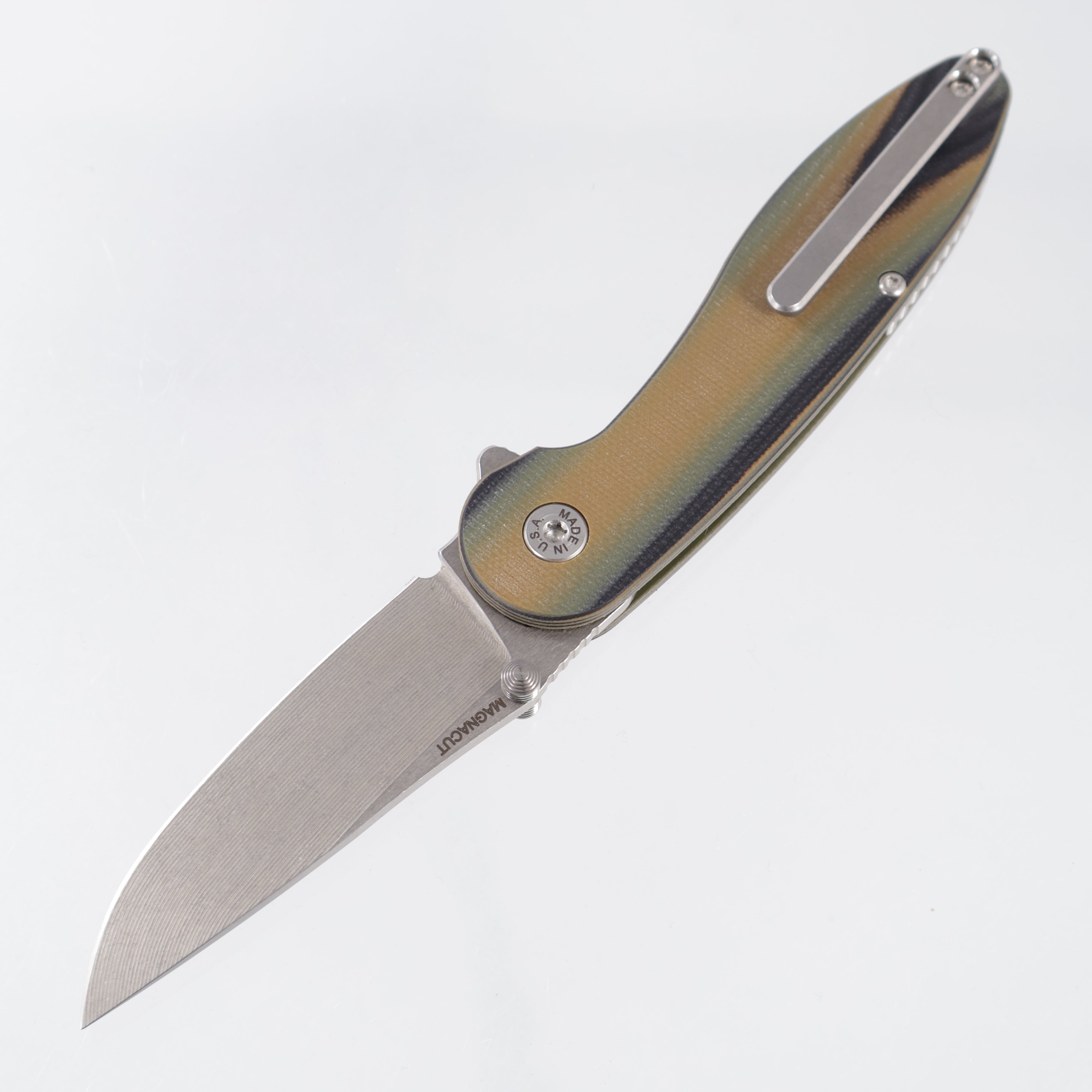American Blade Works Model 1 V7 Drop Point - Camo G10 - Stonewash Magnacut