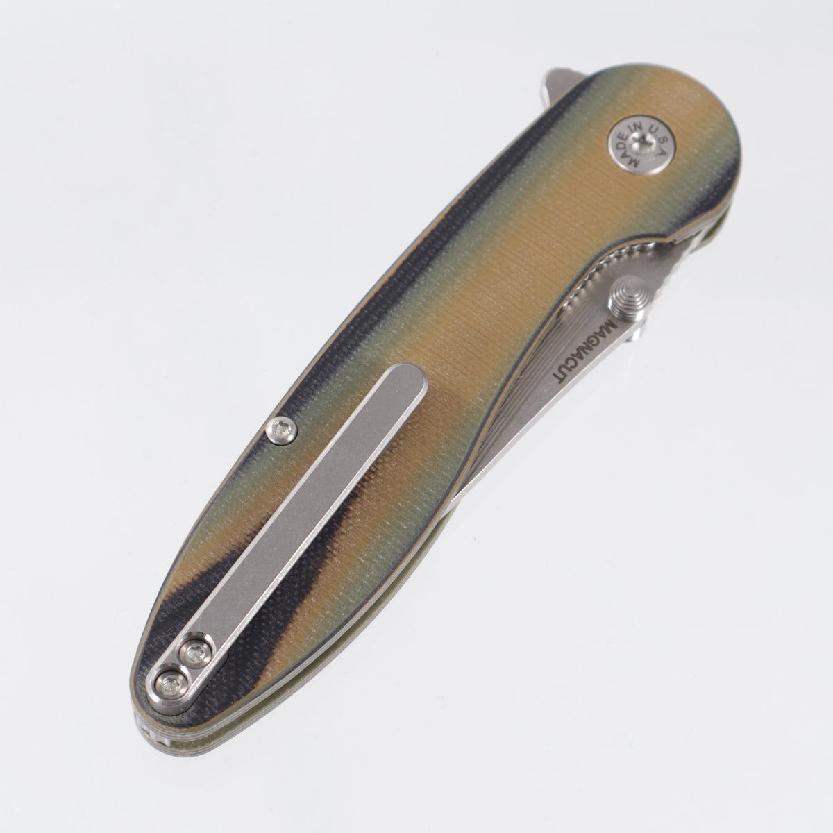 American Blade Works Model 1 V7 Drop Point - Camo G10 - Stonewash Magnacut