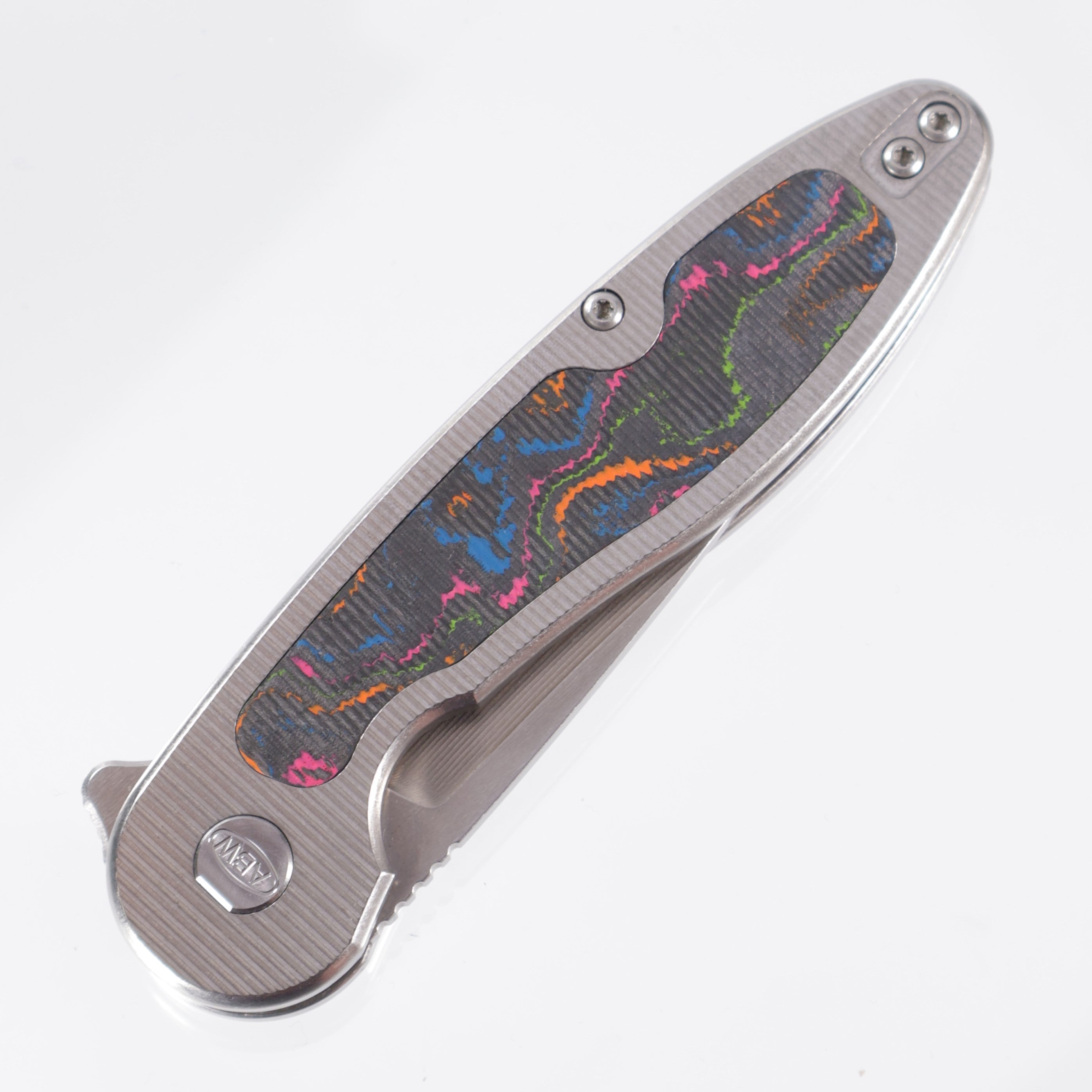 American Blade Works ABW - MODEL 1 - 80s Camo Carbon Inlaid Titanium - Drop Point Magnacut Liner Lock - BR OP Bazaar Exclusive