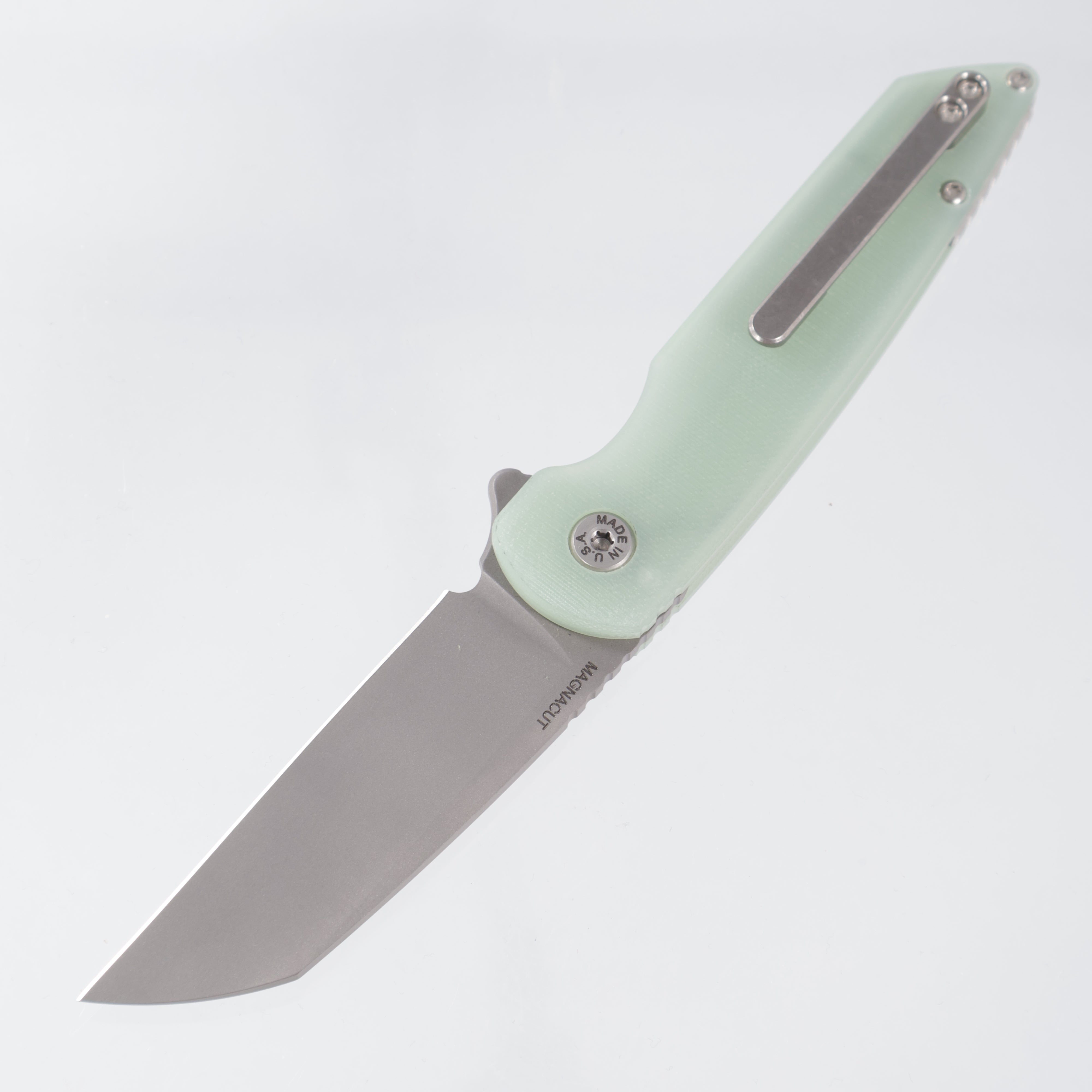 American Blade Works Model 2 - Jade G10 - Stonewash Magnacut
