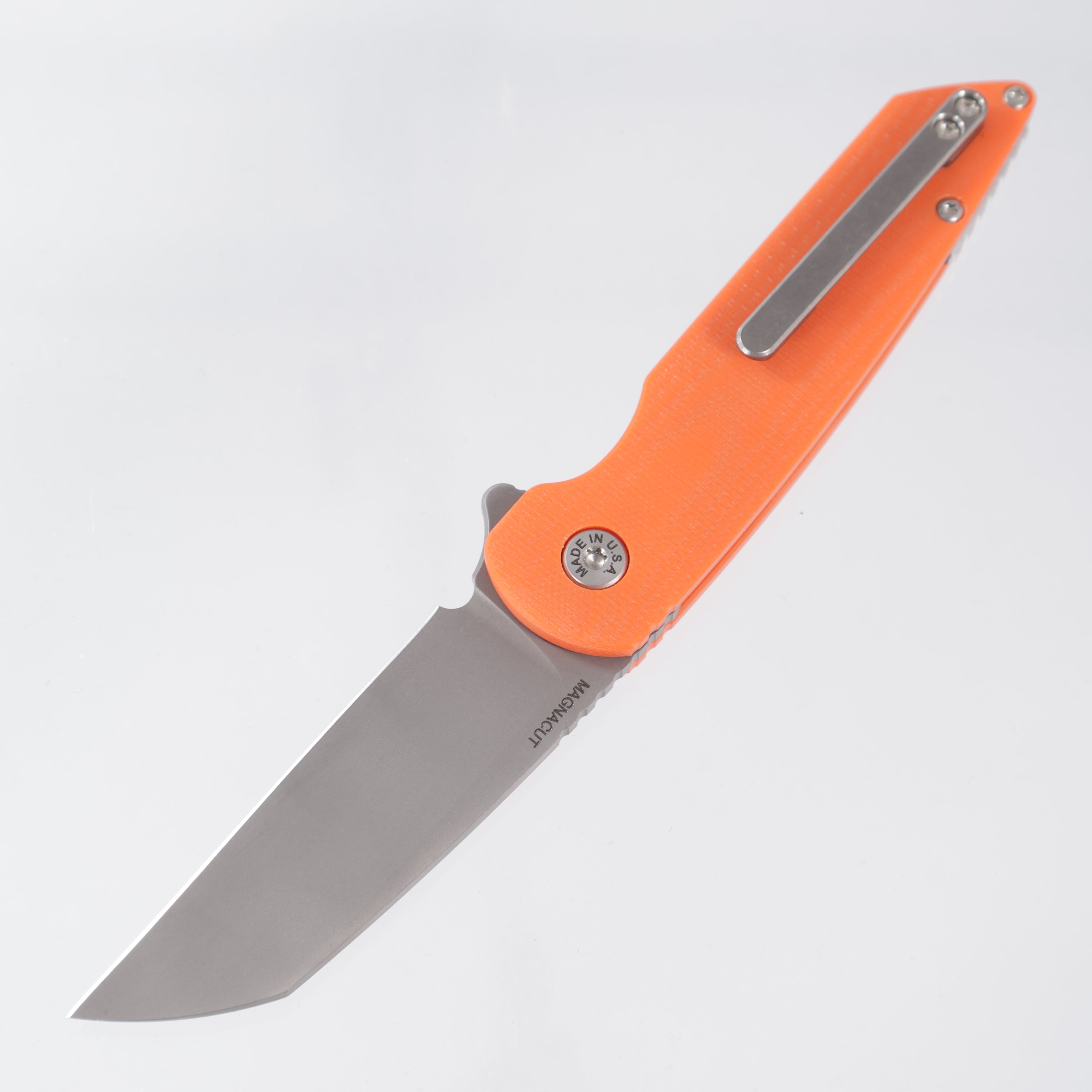 American Blade Works Model 2 - Orange G10 - Stonewash Magnacut