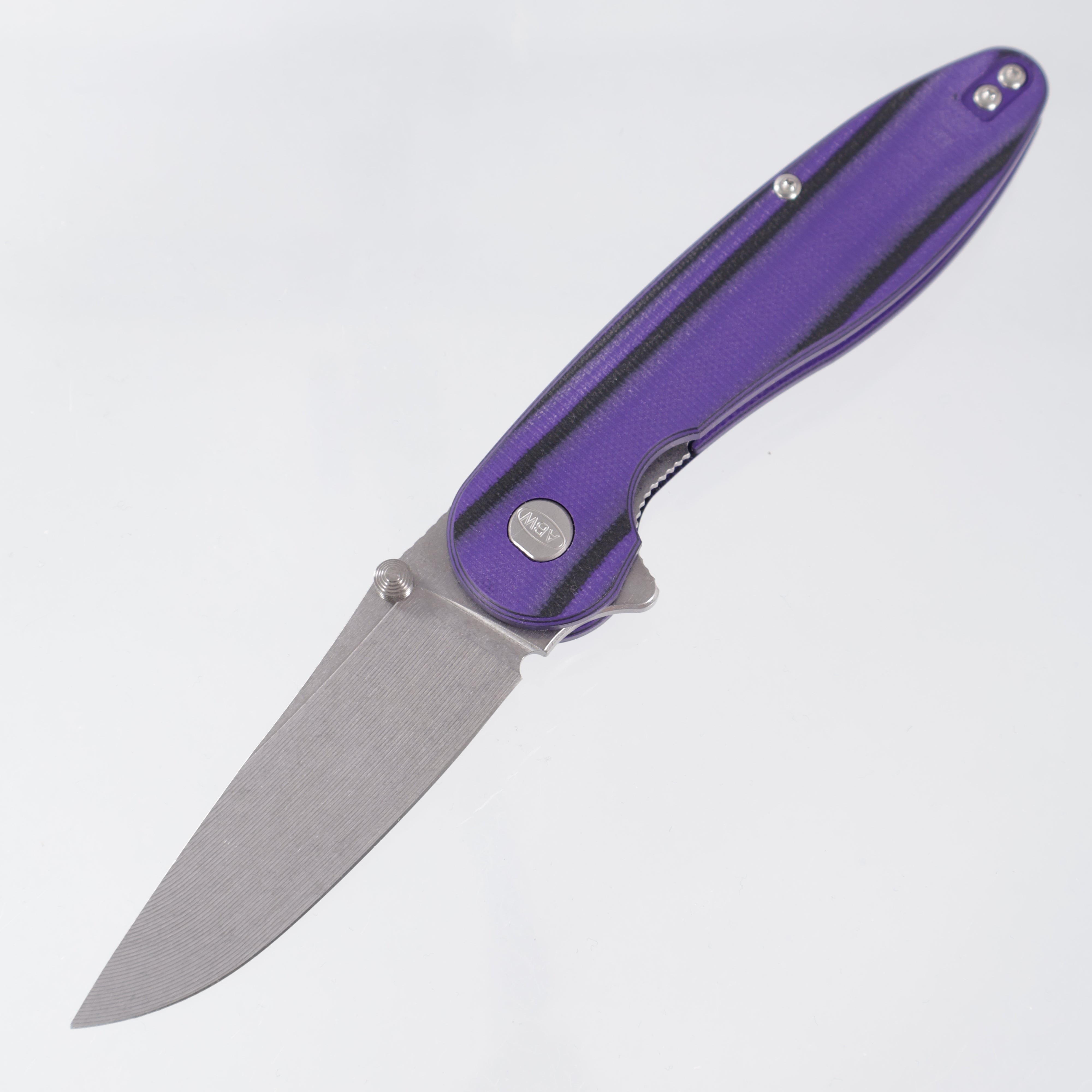 American Blade Works Model 1 V7 Drop Point - Purple/Black G10 - Stonewash Magnacut