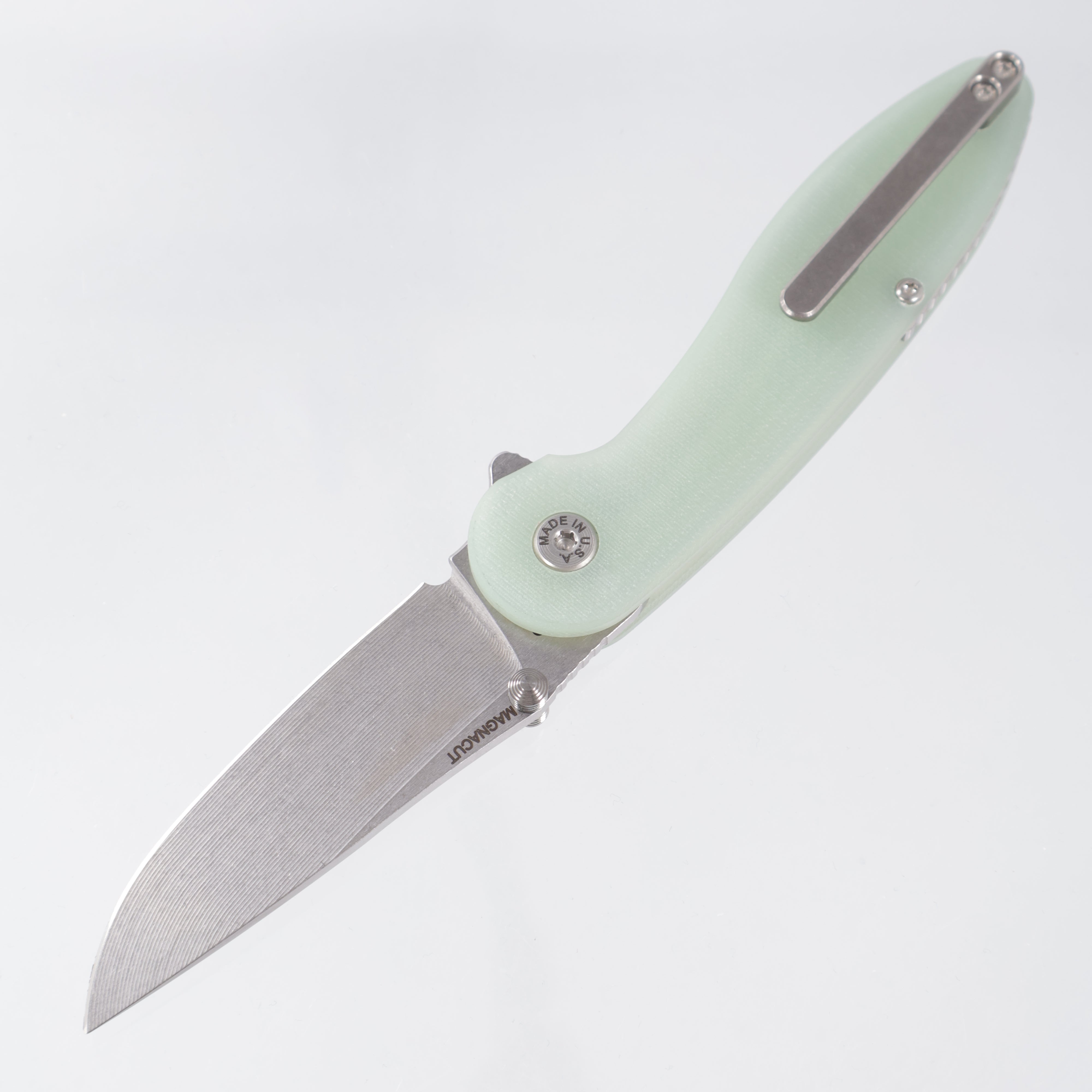 American Blade Works Model 1 V7 Drop Point - Jade G10 - Stonewash Magnacut