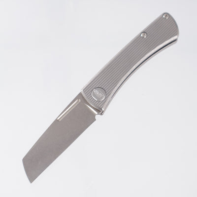 American Blade Works Slipjoint - Straight Pattern Titanium - Stonewash Magnacut