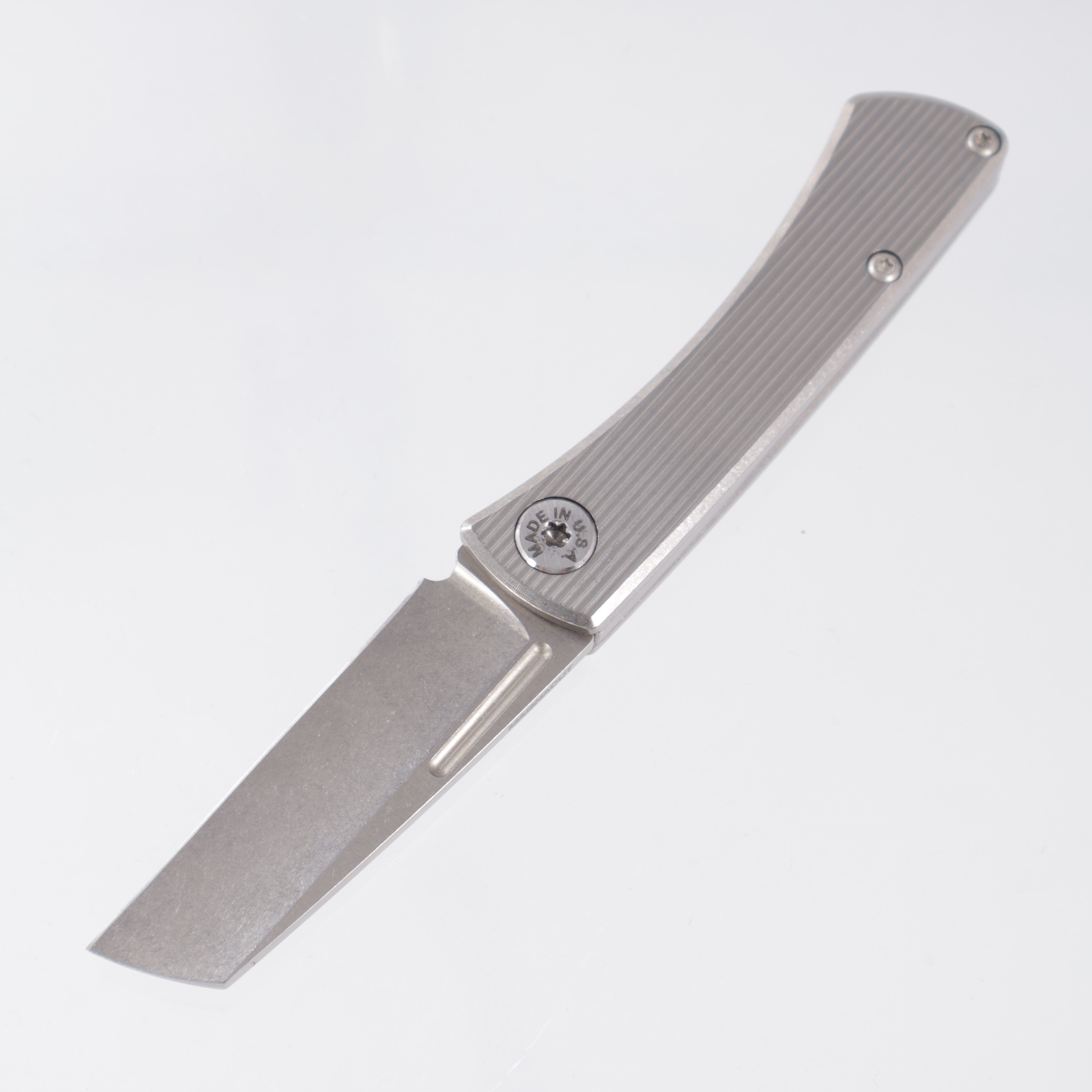 American Blade Works Slipjoint - Straight Pattern Titanium - Stonewash Magnacut