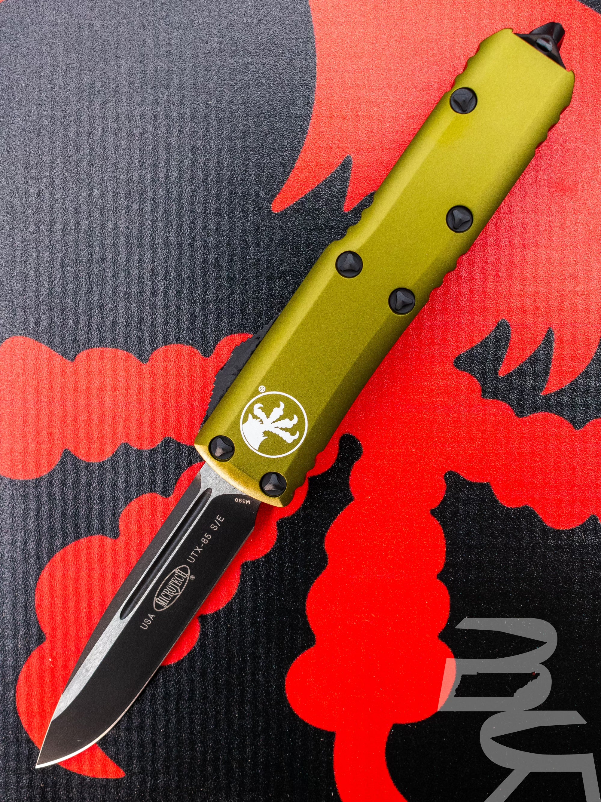 MICROTECH UTX-85 OD GREEN SINGLE EDGE OTF KNIFE BLACK BLADE 231-1 OD
