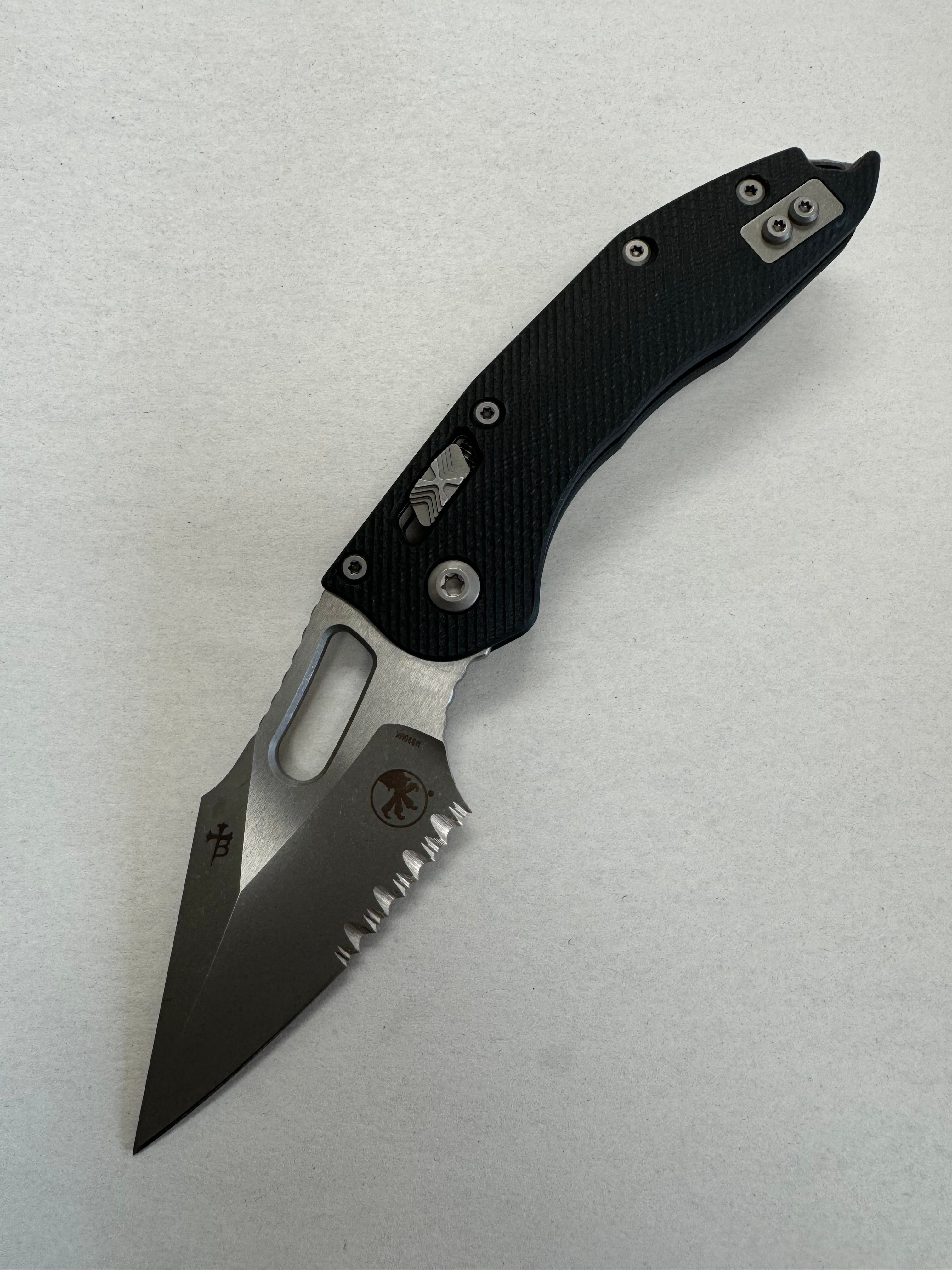 Microtech Knives Manual Stitch RAM LOK Fluted Black G-10 & Partial Serrated M390MK Apocalyptic Standard 169RL-11 APFLGTBK