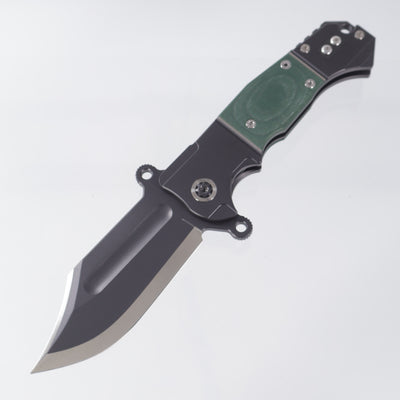 ADV Tactical Badlands 2 - Black Titanium w/ Green G10 Inlays - 2-Tone Black & Satin S35VN