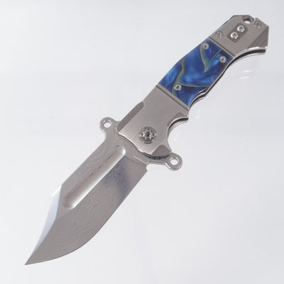 ADV Tactical Badlands 2 - 2-Tone Titanium w/ Raffir Noble Inlays - Polished VG-10 Damascus
