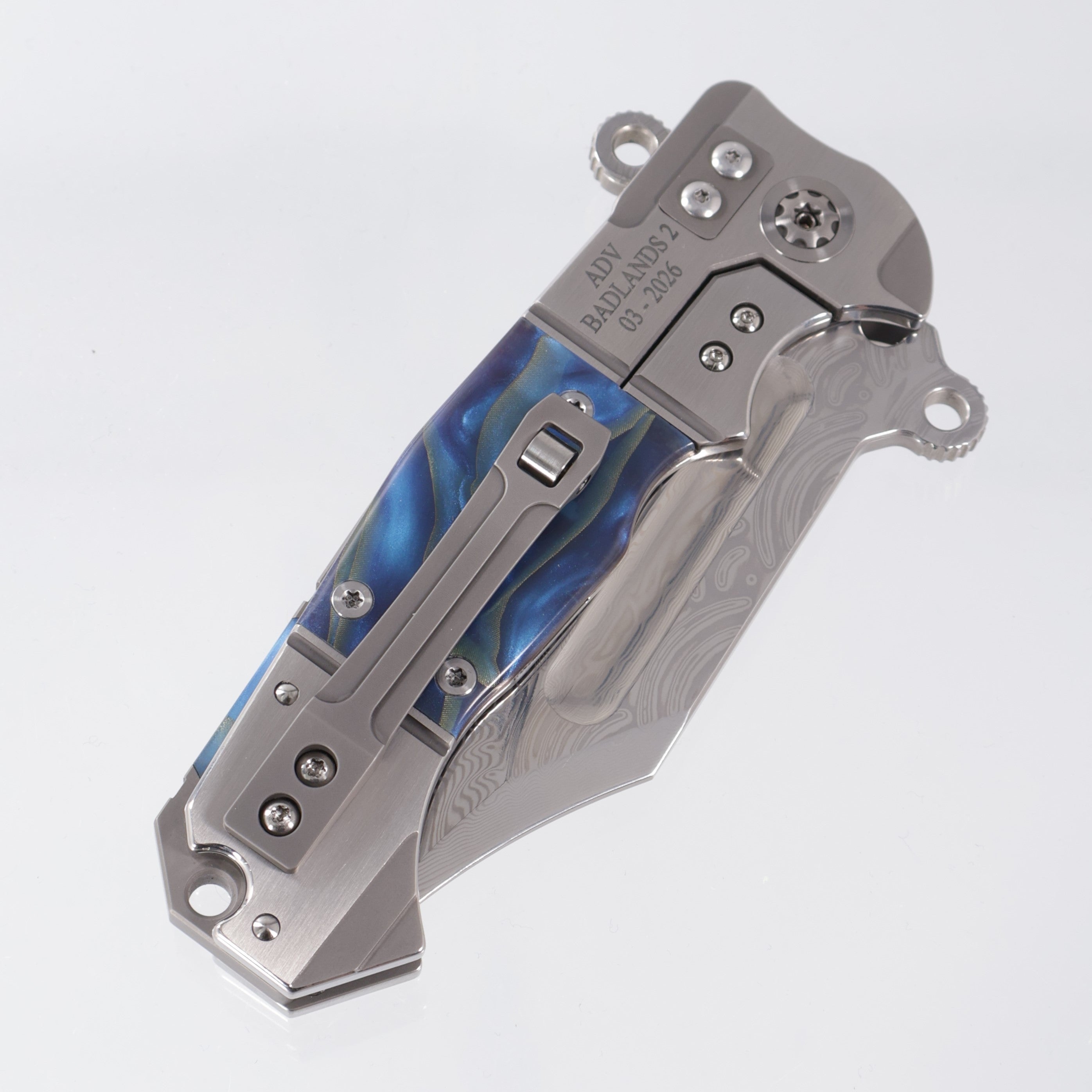 ADV Tactical Badlands 2 - 2-Tone Titanium w/ Raffir Noble Inlays - Polished VG-10 Damascus