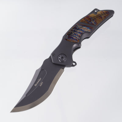 ADV Tactical Brawler - Black Titanium w/ Acid Rain Ti Inlays - 2-Tone Black & Satin M390