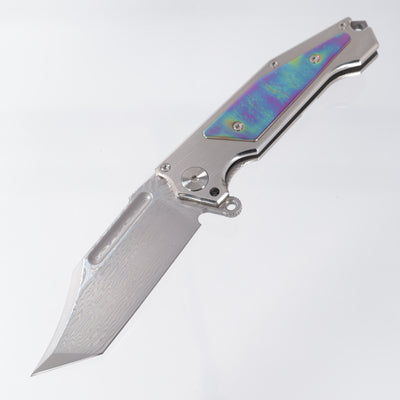ADV Tactical Freak - Satin Titanium  w/ Acid Rain Ti Inlays - Polished VG-10 Damascus