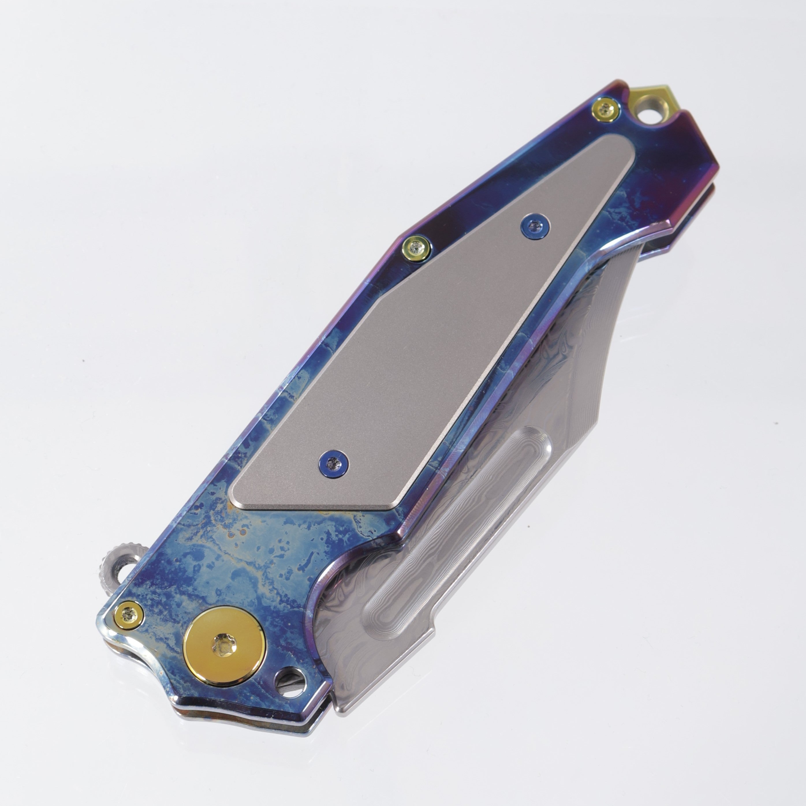 ADV Tactical Freak - Acid Rain Titanium w/ Blasted Ti Inlays - Polished VG-10 Damascus