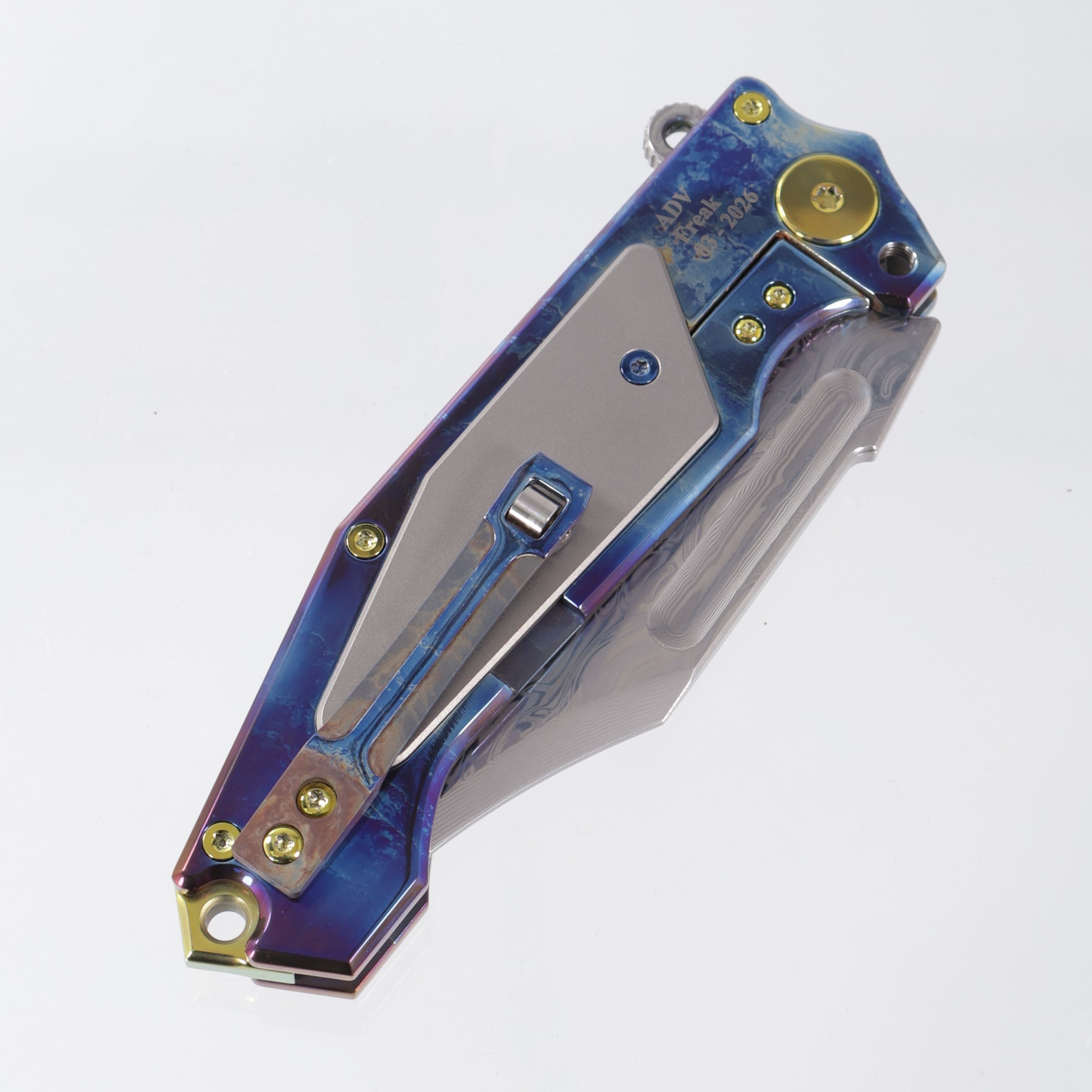 ADV Tactical Freak - Acid Rain Titanium w/ Blasted Ti Inlays - Polished VG-10 Damascus