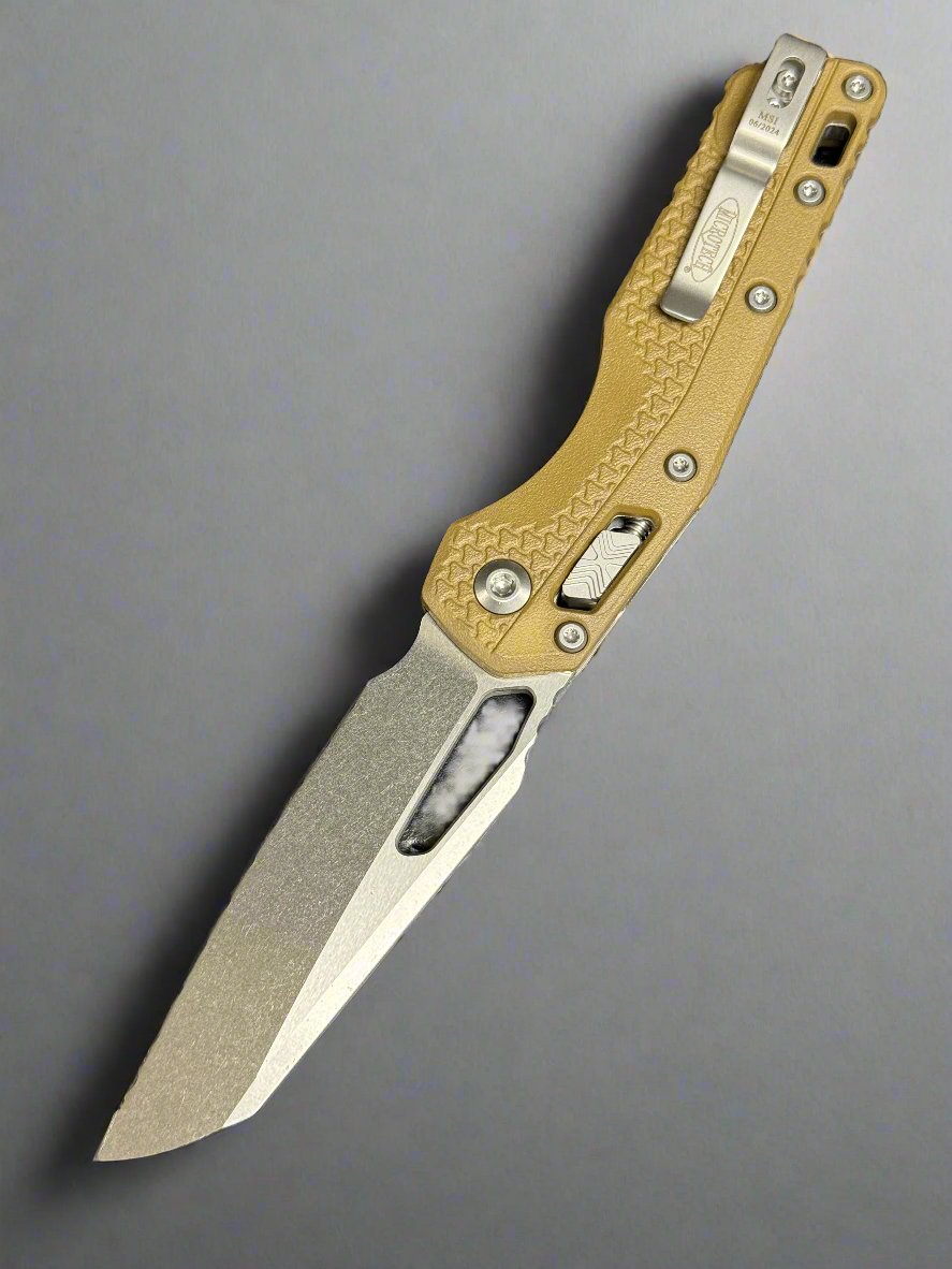 Microtech Knives MSI RAM LOK Dark Earth Polymer Injection Molded & Stonewash Full Serrated M390MK 210T-12 PMDE