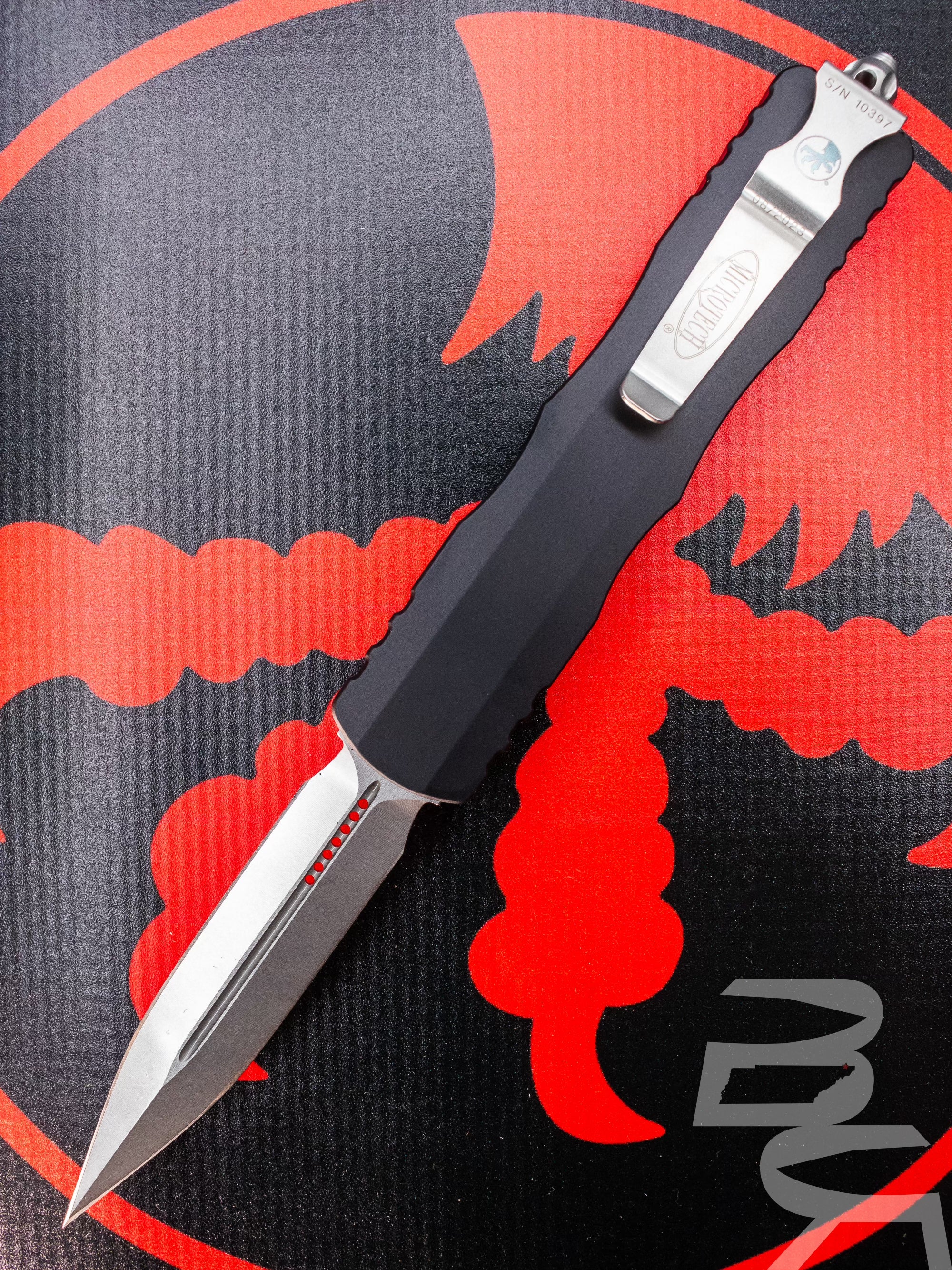 Microtech 122-10 Ultratech D/E - Black Handle - Stonewashed Blade