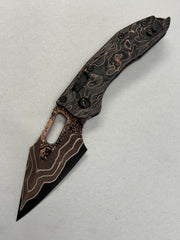 Microtech Knives Manual Stitch RAM LOK Baker Forge Damascus & Protech Composites Live Wire Carbon Fiber Handles Signature Series 169RL-16MS1