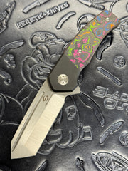 Beans Blades Mini Warrior Folder - 80s Camo Carbon, Titanium Handle, M390 Satin, BROP Exclusive
