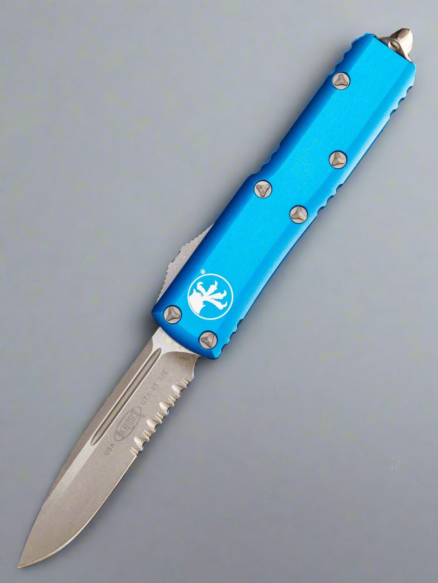 Microtech 231-11APBL UTX-85 S/E - Blue Handle - Apocalyptic Blade