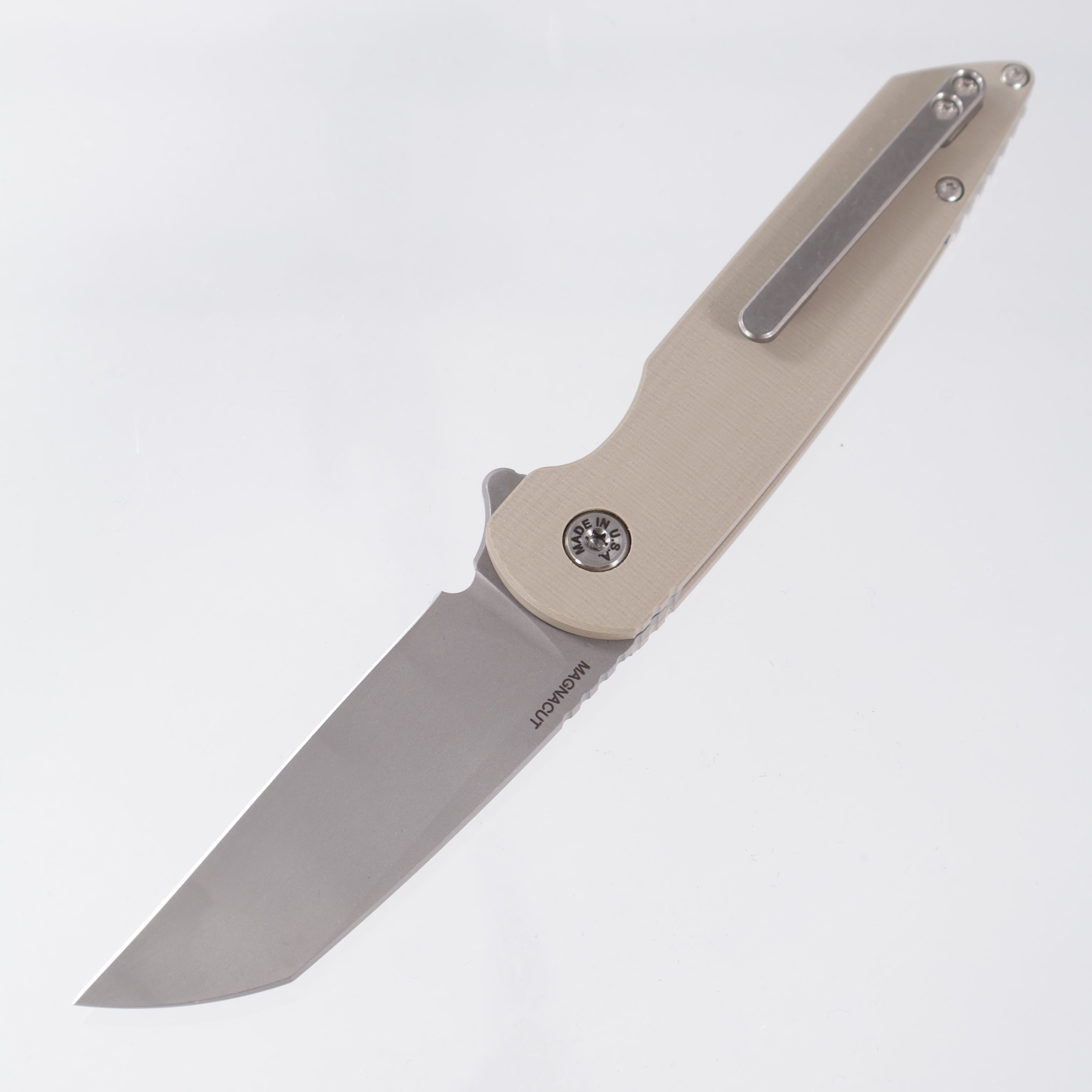 American Blade Works Model 2 - Tan G10 - Stonewash Magnacut
