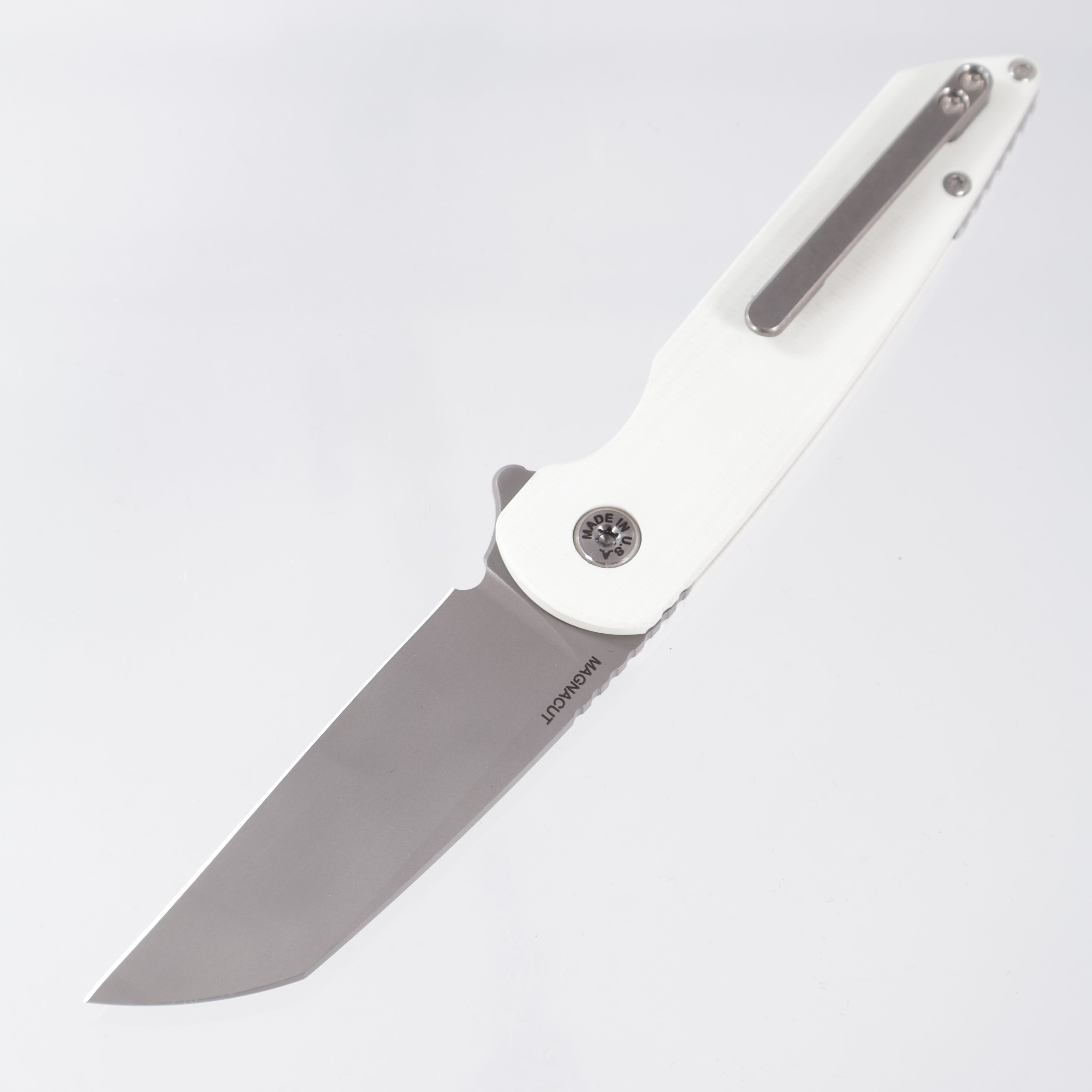 American Blade Works Model 2 - White G10 - Stonewash Magnacut
