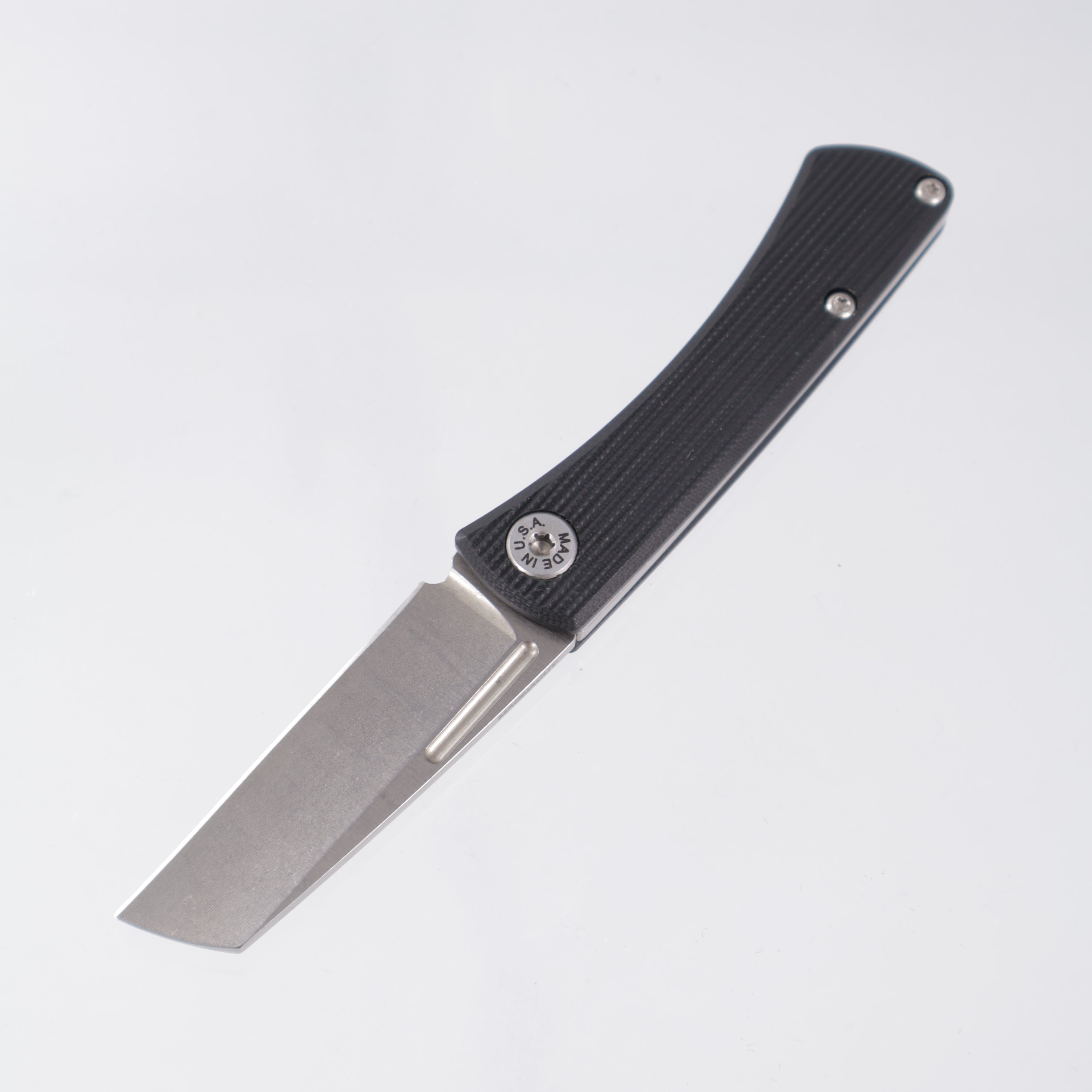 American Blade Works Slipjoint - Black Straight G10 - Stonewash Magancut