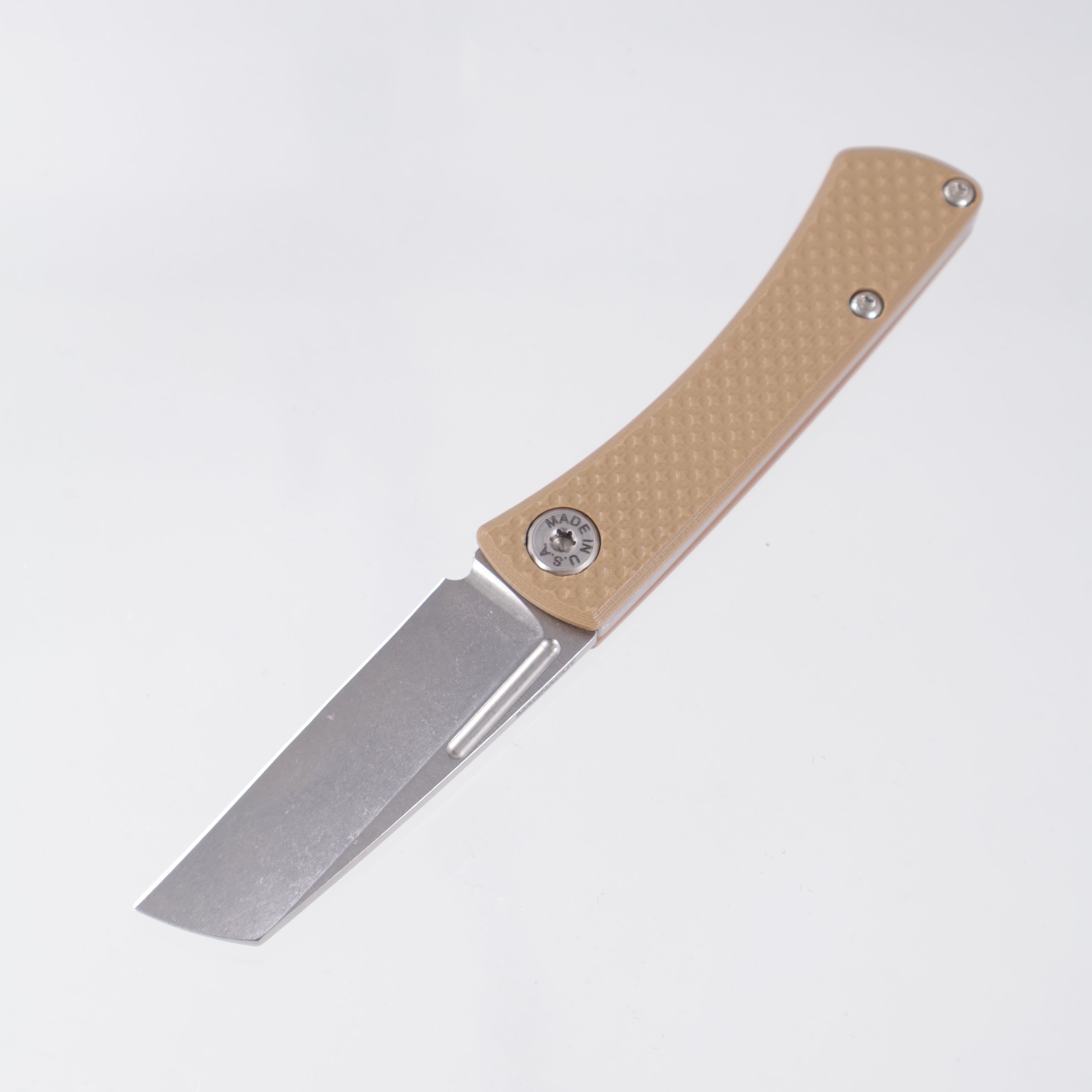 American Blade Works Slipjoint - Tan Diamond G10 - Stonewash Magnacut