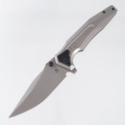 Arcane Design Creature Drop Point - Stonewash Titanium w/ Black Titanium Pivot Collars - Stonewash 20CV