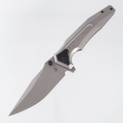 Arcane Design Creature Drop Point - Stonewash Titanium w/ Black Titanium Pivot Collars - Stonewash 20CV