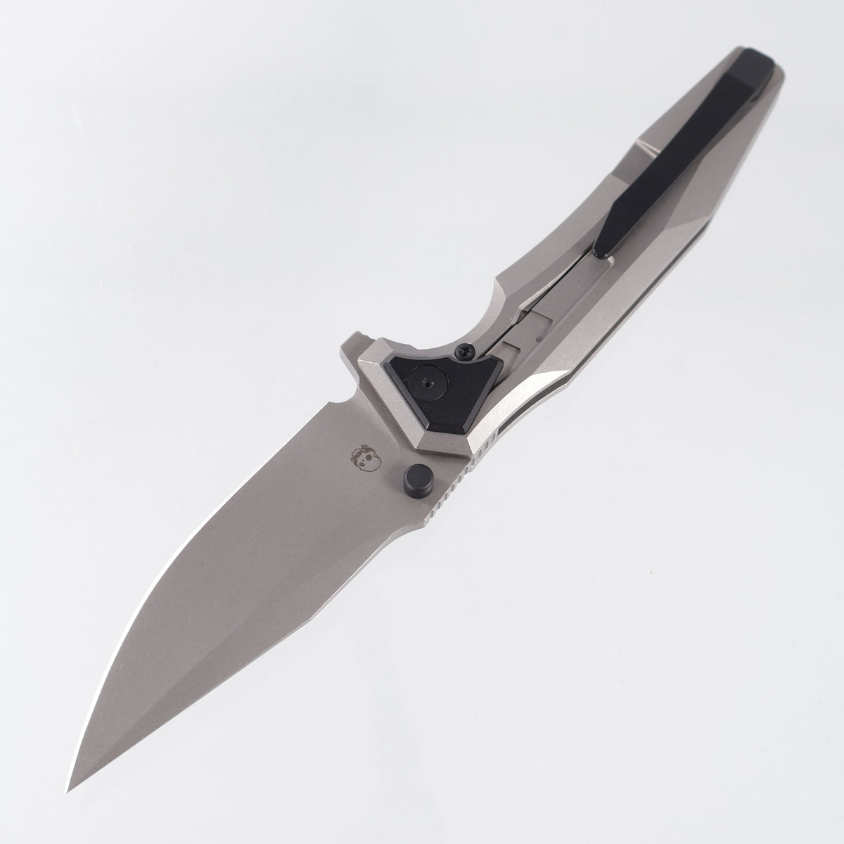 Arcane Design Creature Drop Point - Stonewash Titanium w/ Black Titanium Pivot Collars - Stonewash 20CV