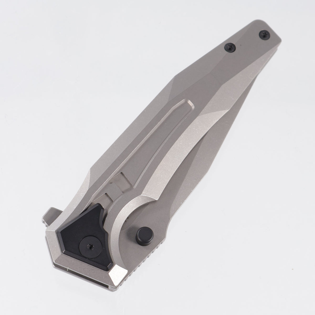 Arcane Design Creature Drop Point - Stonewash Titanium w/ Black Titanium Pivot Collars - Stonewash 20CV