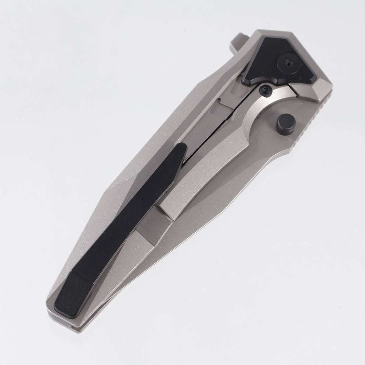 Arcane Design Creature Drop Point - Stonewash Titanium w/ Black Titanium Pivot Collars - Stonewash 20CV