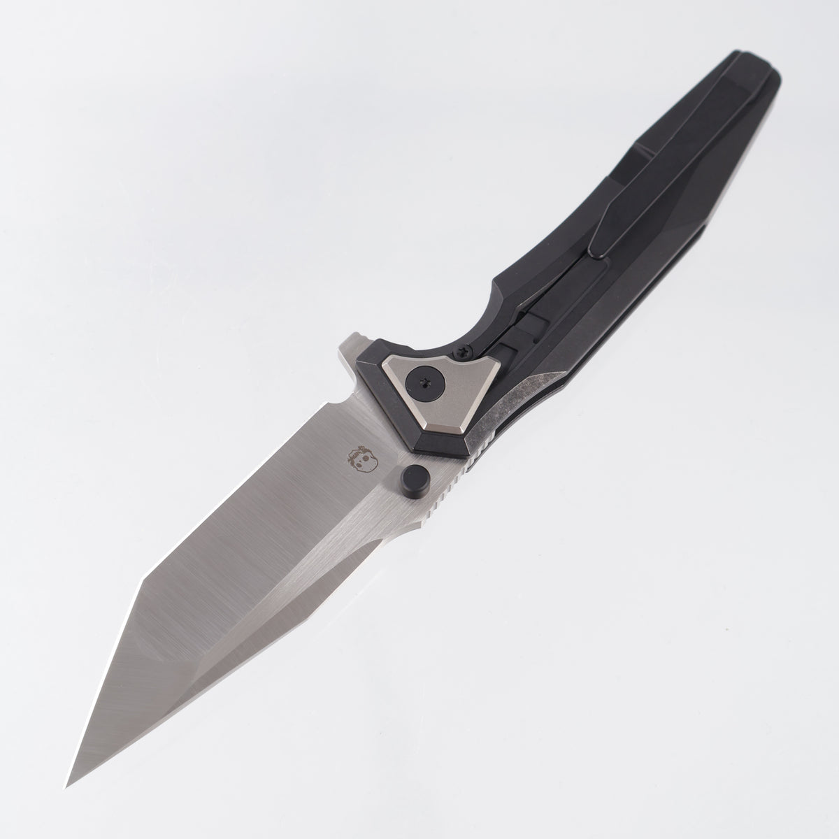 Arcane Design Creature Tanto - Black Stonewash Titanium w/ Silver Aluminum Pivot Collars - Satin 20CV