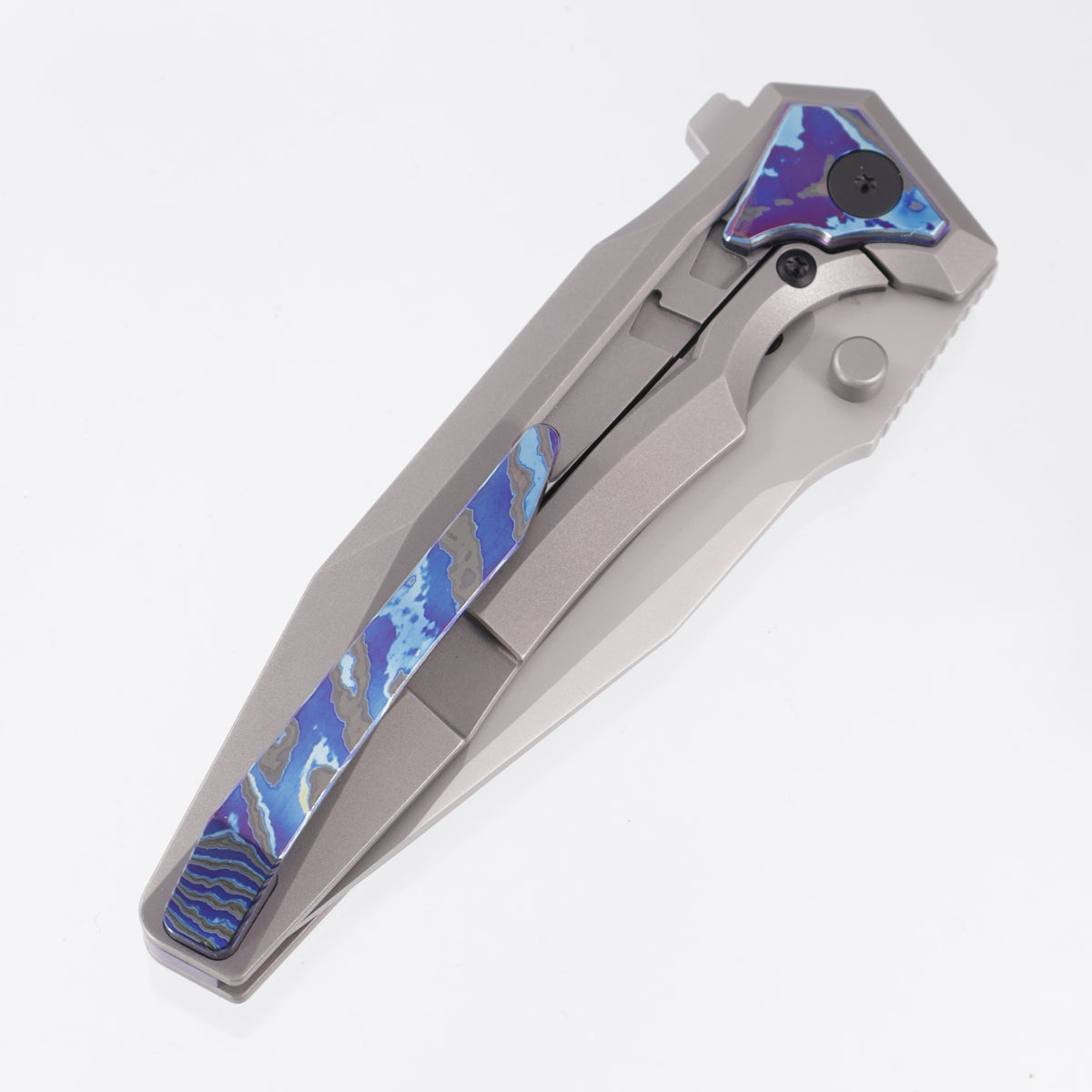 Arcane Design Creature Tanto - Stonewash Titanium w/ ZircuTi Pivot Collars, Clip & Backspacer - Beadblast 20CV