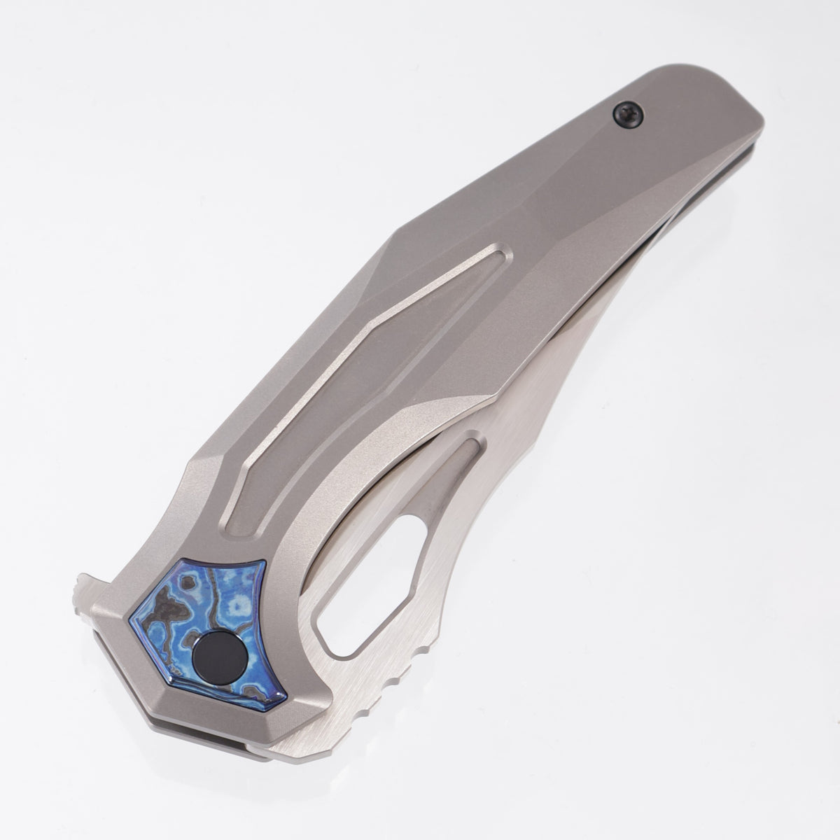 Arcane Design Crypt - Stonewash Titanium w/ ZircuTi Pivot Collars, Clip & Backspacer - Satin M390