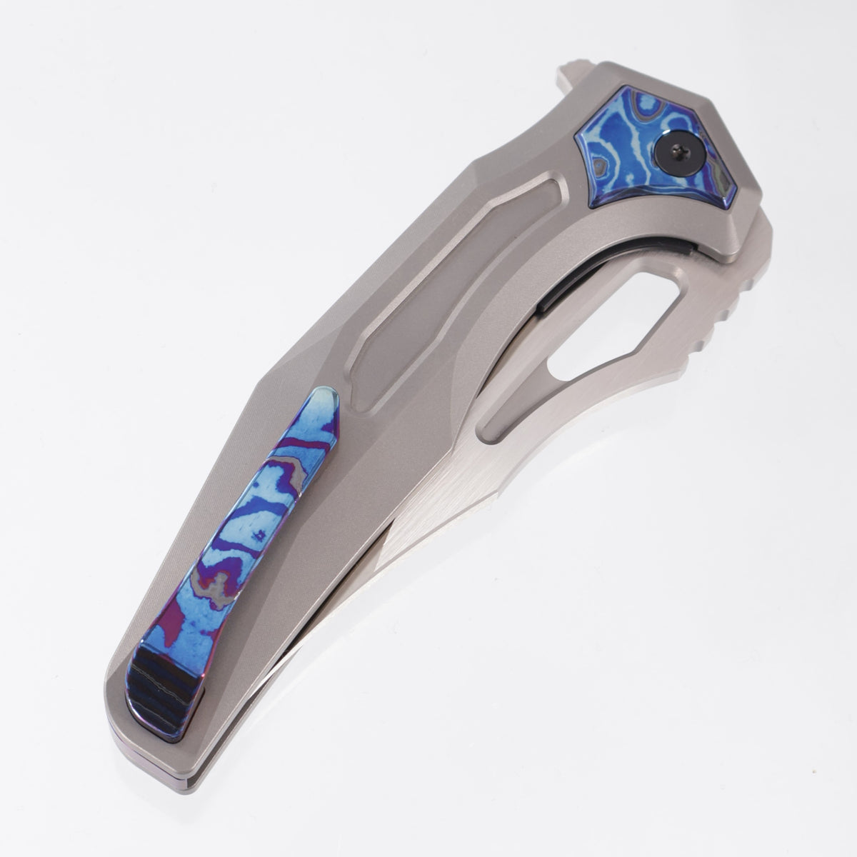 Arcane Design Crypt - Stonewash Titanium w/ ZircuTi Pivot Collars, Clip & Backspacer - Satin M390
