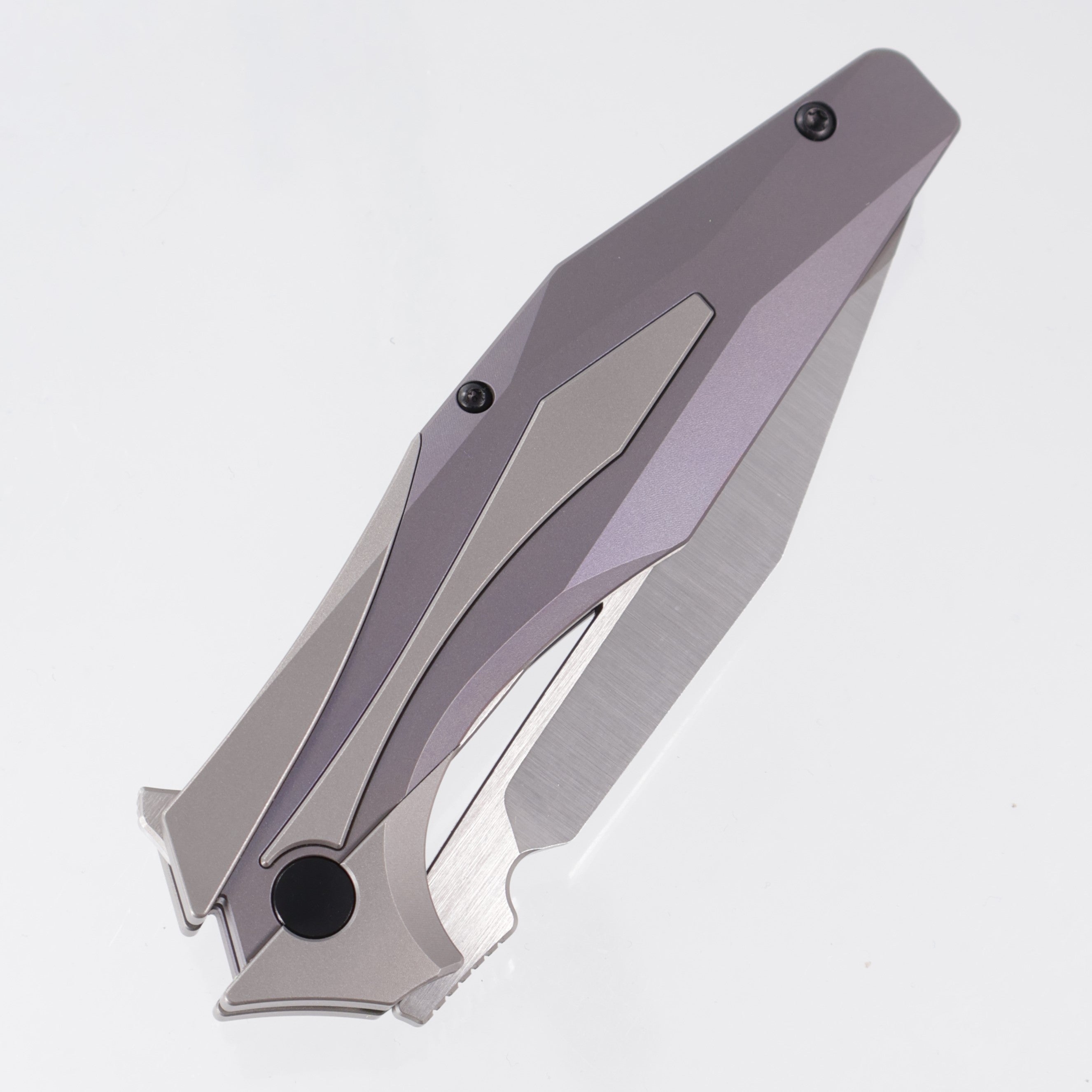 Arcane Design x Isham Bladeworks Plexus - Beadblast Titanium w/ Purple Titanium - Satin Magnacut