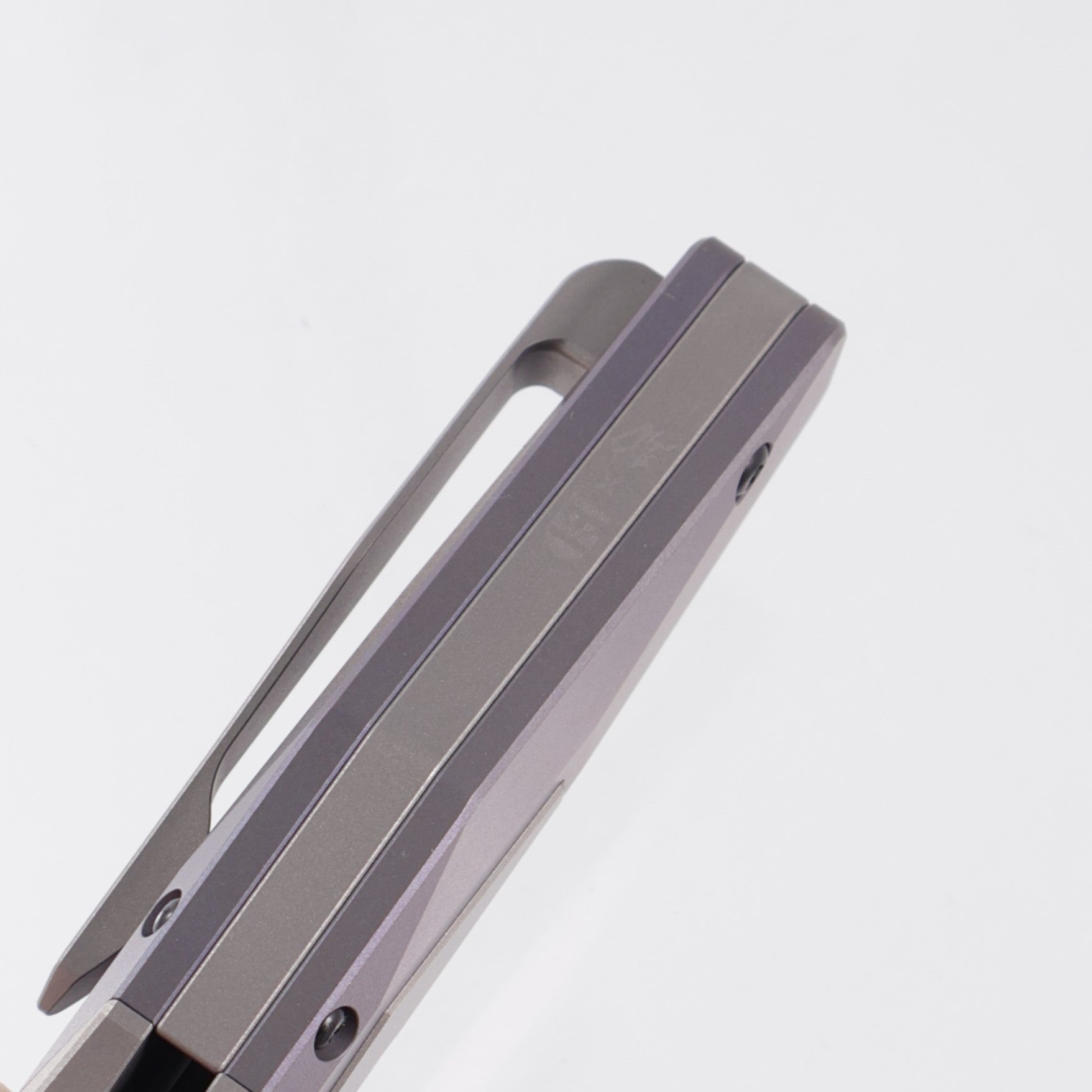 Arcane Design x Isham Bladeworks Plexus - Beadblast Titanium w/ Purple Titanium - Satin Magnacut