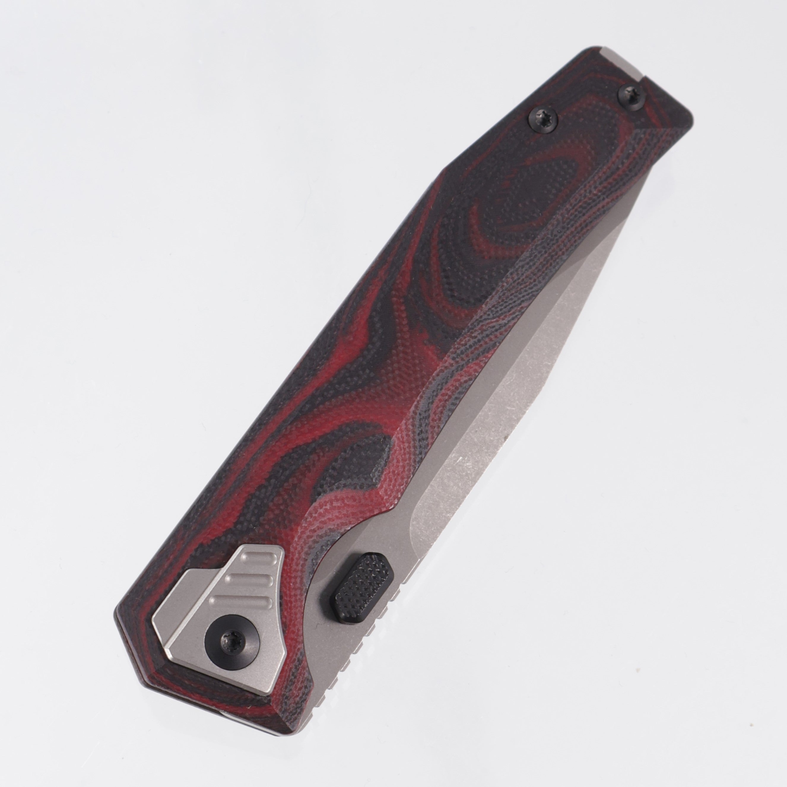 Arcane Design Automaton Mars Edition - Black & Red G10 / Carbon Fiber Composite - Stonewash S90V