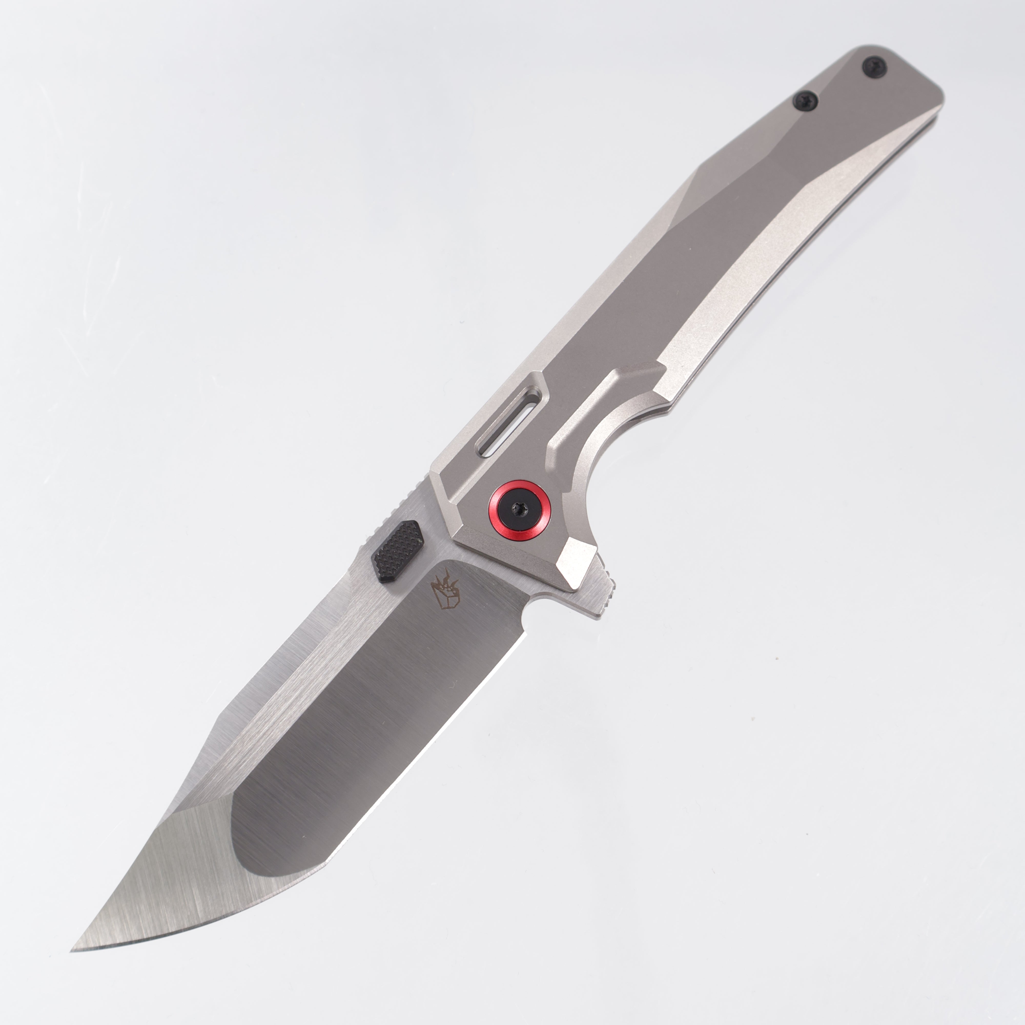 Arcane Design Abyss V2 - Beadblast Titanium w/ Red Aluminum Pivot Collars - Satin Magnacut