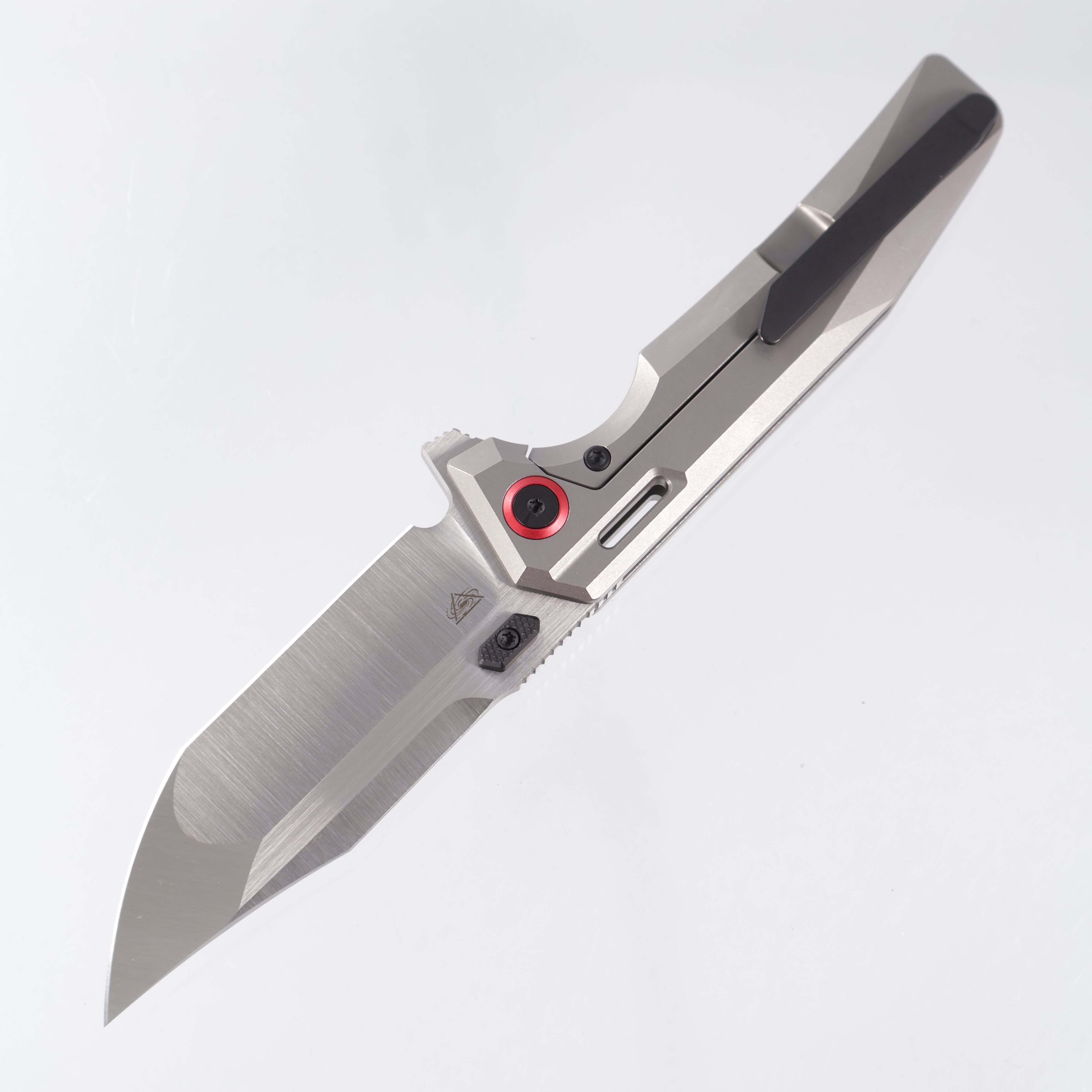 Arcane Design Abyss V2 - Beadblast Titanium w/ Red Aluminum Pivot Collars - Satin Magnacut