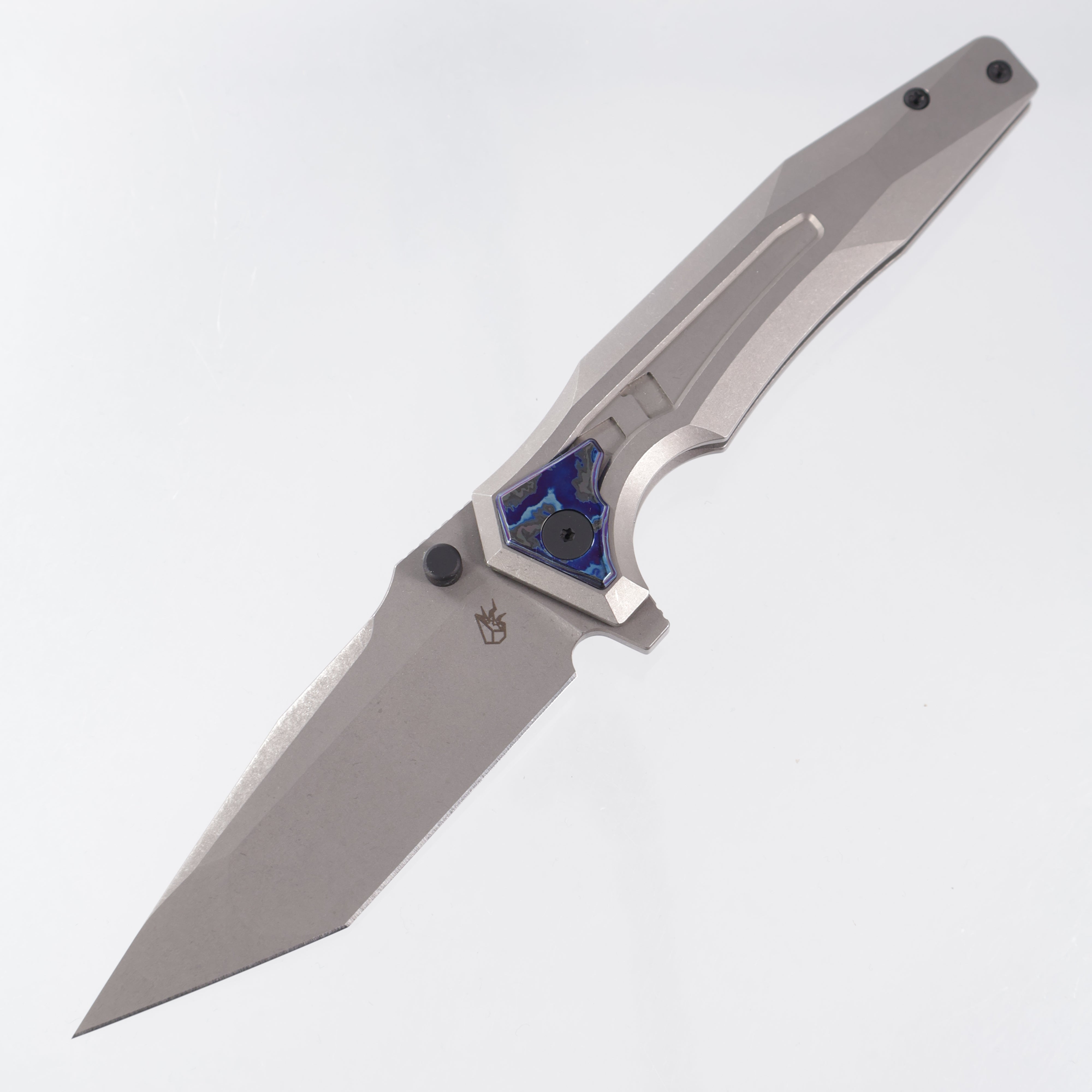 Arcane Design Creature Tanto - Stonewash Titanium w/ ZircuTi Pivot Collars, Clip & Backspacer - Stonewash 20CV