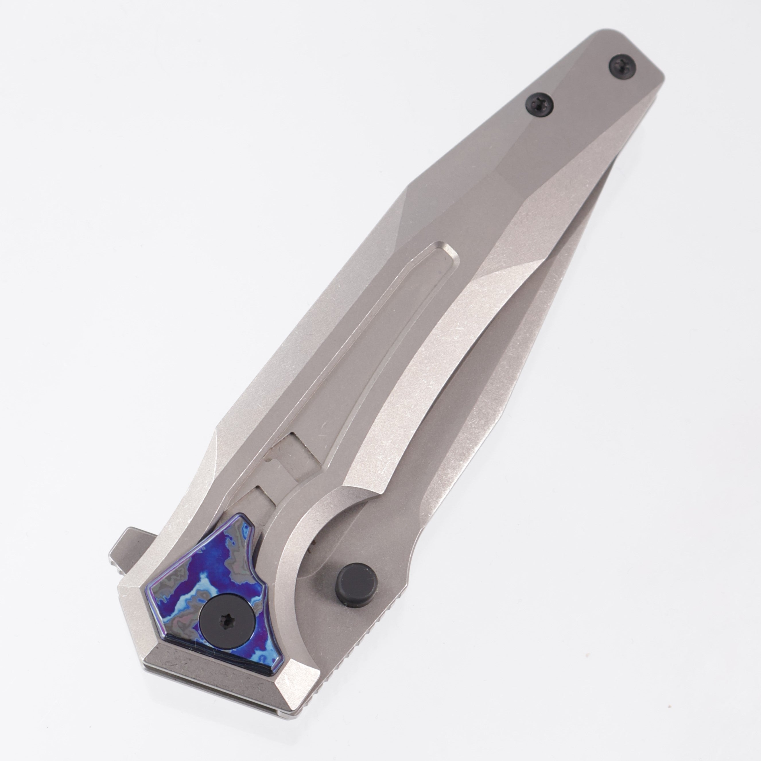 Arcane Design Creature Tanto - Stonewash Titanium w/ ZircuTi Pivot Collars, Clip & Backspacer - Stonewash 20CV
