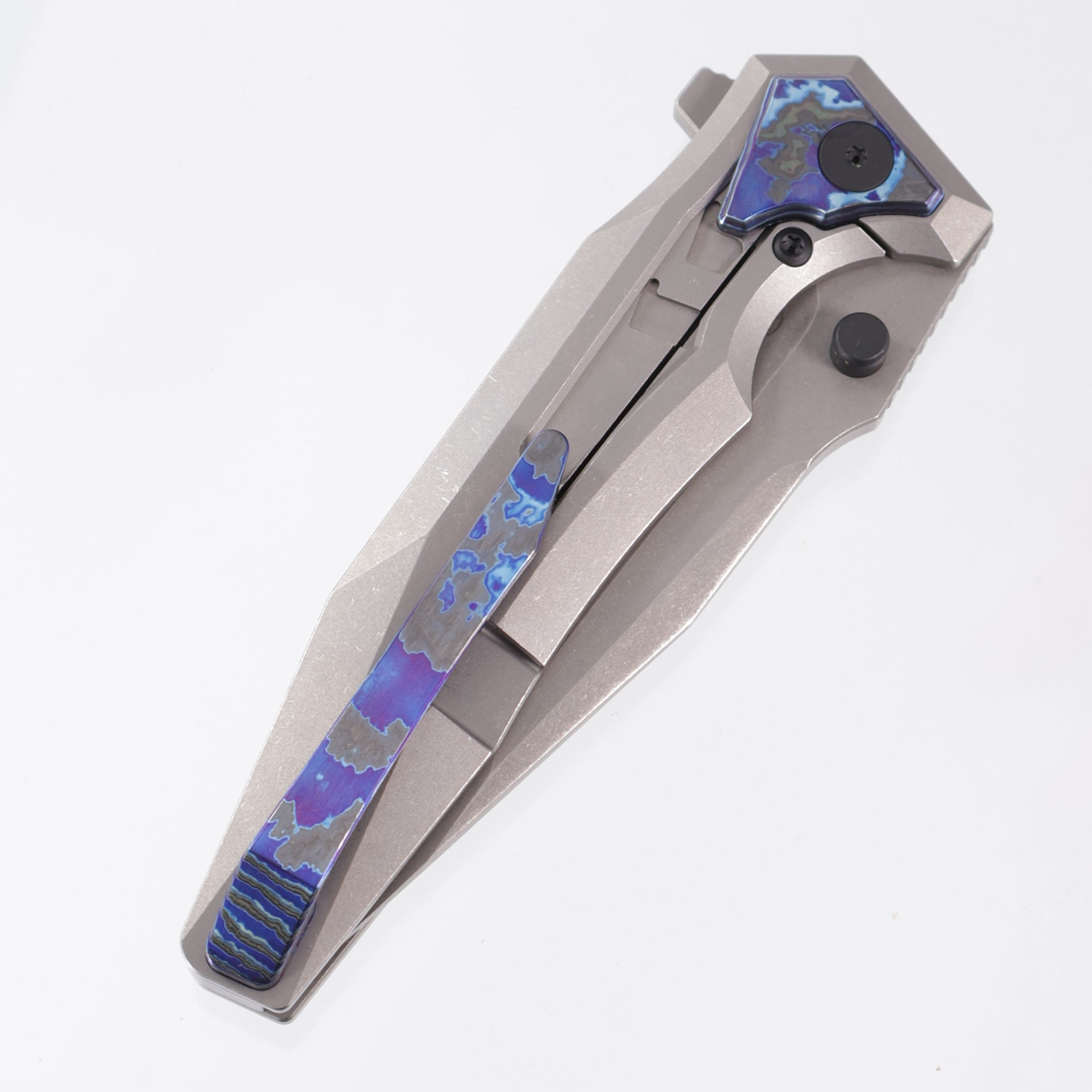 Arcane Design Creature Tanto - Stonewash Titanium w/ ZircuTi Pivot Collars, Clip & Backspacer - Stonewash 20CV