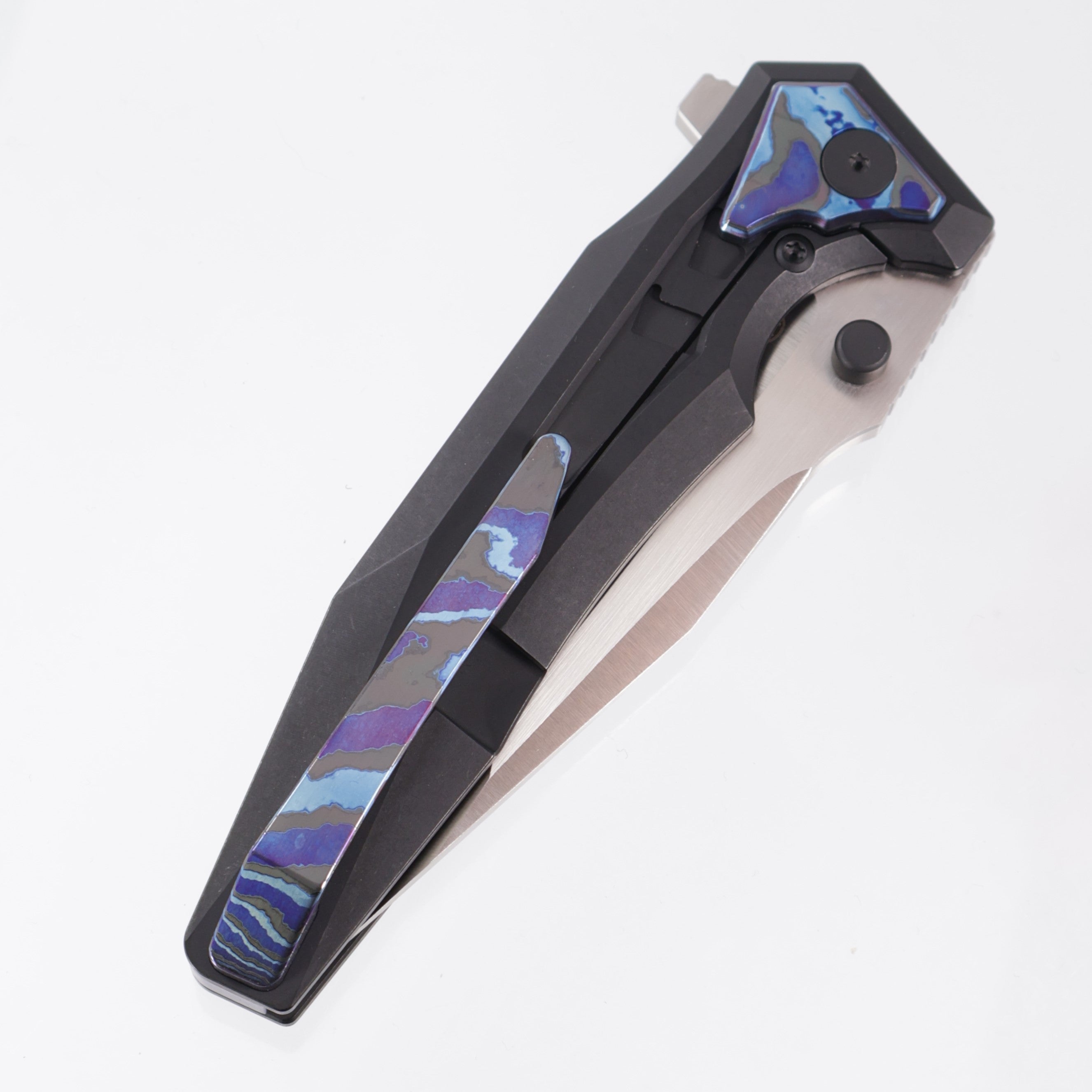 Arcane Design Creature Tanto - Black PVD Titanium w/ ZircuTi Pivot Collars, Clip & Backspacer - Satin 20CV