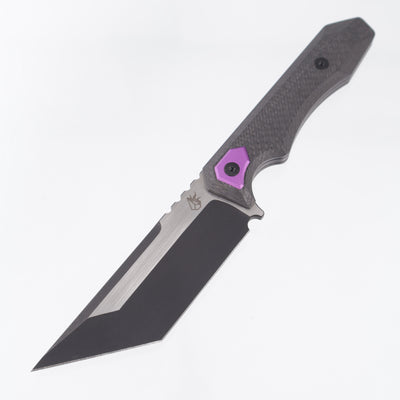 Arcane Design Necronaut Fixed - Carbon Fiber w/ Purple Pivot Collars - Black PVD w/ Satin Flats Magnacut