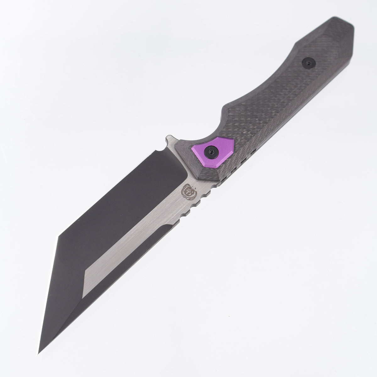 Arcane Design Necronaut Fixed - Carbon Fiber w/ Purple Pivot Collars - Black PVD w/ Satin Flats Magnacut