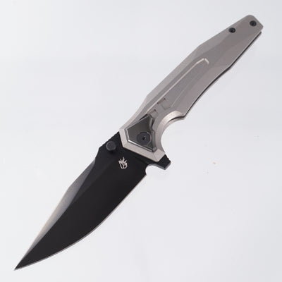 Arcane Design The CREATURE - Silver Screen Edition - Drop Point Satin DLC 20CV - Titanium w/ Polished Zirc Collars, Clip, & Backspacer
